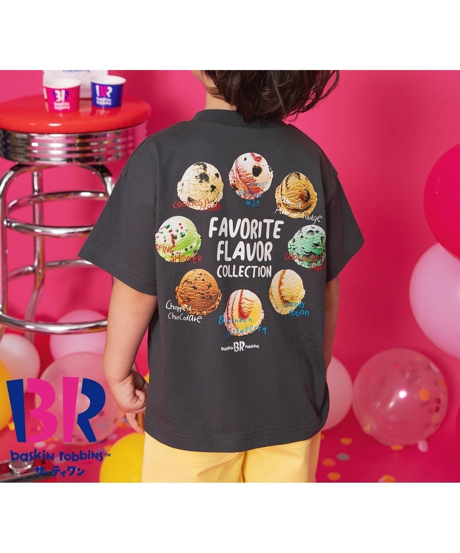 【エフオー オンラインストア/F.O.Online Store / KIDS】の【リンク】サーティワン バックプリントTシャツ インテリア・キッズ・メンズ・レディースファッション・服の通販 founy(ファニー) 　ファッション　Fashion　キッズファッション　Fashion for Kids　おすすめ　Recommended / Our Picks　カラフル　Colorful Design　プリント　Print, Printed Pattern　人気　Popular, Best Seller　夏　Summer　チャコール|ID: prp329100004617812 ipo3291000000033094887