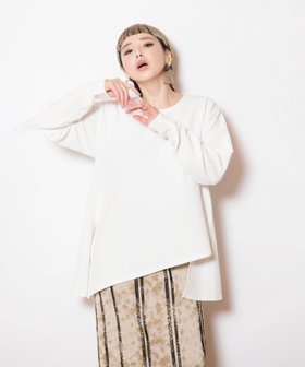 【オズモーシス/OSMOSIS】のアシンメトリーヘムTシャツ 人気、トレンドファッション・服の通販 founy(ファニー) ファッション Fashion レディースファッション Fashion for Women トップス・カットソー Cut & Sew Tops シャツ・ブラウス・オフィスカジュアル Elegant Blouses & Button-Ups ロングTシャツ・Tシャツ Longline T-Shirts & Tees カットソー Cut and Sewn Top フレア Flare, Flared 夏 Summer 定番 Standard, Basic Item S/S・春夏 SS, Spring/Summer, Warm Season |ID:prp329100004617917