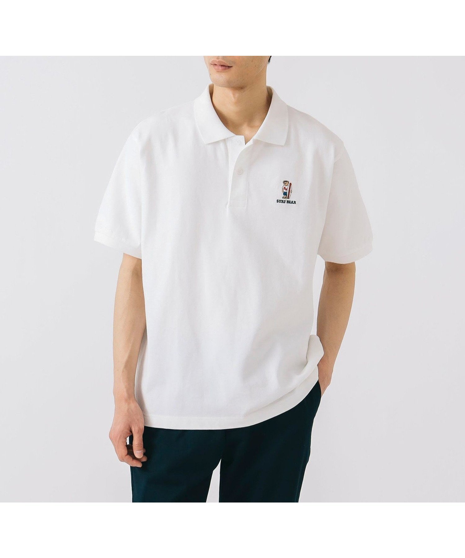 【ビームス ハート/BEAMS HEART / MEN】のサーフベアー ポロシャツ インテリア・キッズ・メンズ・レディースファッション・服の通販 founy(ファニー) 　ファッション　Fashion　メンズファッション　Fashion for Men　サンダル　Sandals, Summer Shoes　スラックス　Slacks, Dress Pants　デニム　Denim, Jeans Material　フィット　Fit, Slim Fit　ベーシック　Basic, Essential　ポロシャツ　Polo Shirt, Collared Tee　レギュラー　Regular, Standard Fit　人気　Popular, Best Seller　夏　Summer　定番　Standard, Basic Item　鹿の子　Piqué, Kanoko Fabric　WHITE|ID: prp329100004617967 ipo3291000000033097243