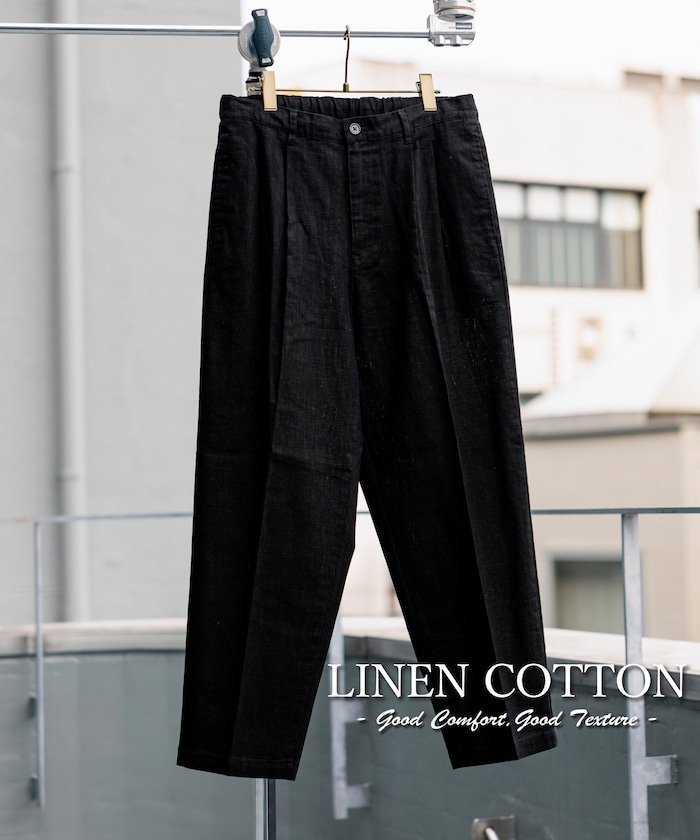 【その他のブランド/Other】のLINEN COTTON EASY SLACKS 25SS インテリア・キッズ・メンズ・レディースファッション・服の通販 founy(ファニー) 　ファッション　Fashion　メンズファッション　Fashion for Men　シューズ　Shoes, Footwear　シンプル　Simple, Minimal　スニーカー　Sneakers, Trainers　スピンドル　Spindle, Drawcord　スラックス　Slacks, Dress Pants　セットアップ　Set-Up, Coordinated Outfit　センター　Center, Center Line　フォーマル　Formal, Dressy　ベーシック　Basic, Essential　リネン　Linen, Linen Fabric　S/S・春夏　SS, Spring/Summer, Warm Season　おすすめ　Recommended / Our Picks　夏　Summer　エレガント 上品　Elegant　2025年　2025　2025春夏・S/S　Spring/Summer 2025 SS25　ブラック|ID: prp329100004617999 ipo3291000000033097512