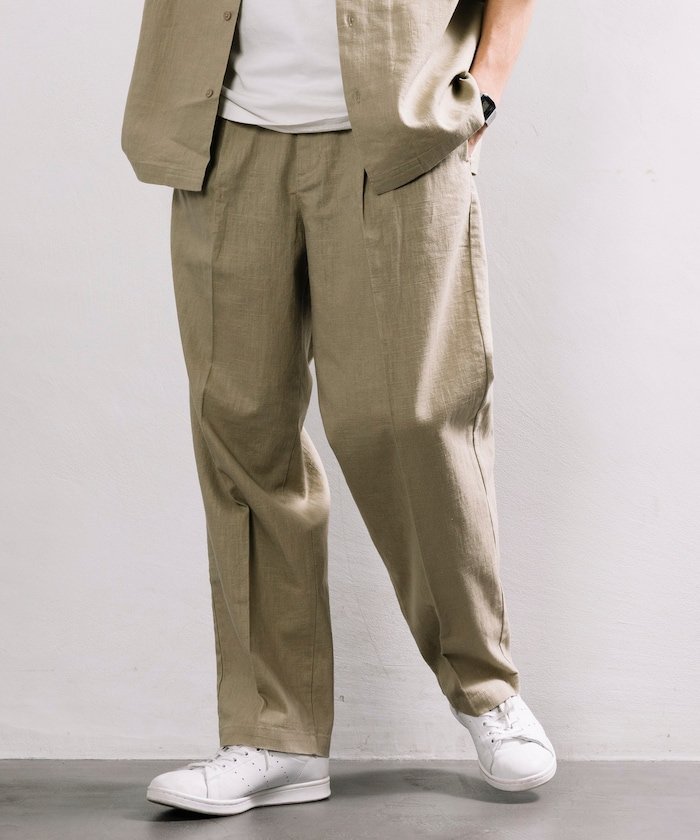 【その他のブランド/Other】のLINEN COTTON EASY SLACKS 25SS インテリア・キッズ・メンズ・レディースファッション・服の通販 founy(ファニー) 　ファッション　Fashion　メンズファッション　Fashion for Men　シューズ　Shoes, Footwear　シンプル　Simple, Minimal　スニーカー　Sneakers, Trainers　スピンドル　Spindle, Drawcord　スラックス　Slacks, Dress Pants　セットアップ　Set-Up, Coordinated Outfit　センター　Center, Center Line　フォーマル　Formal, Dressy　ベーシック　Basic, Essential　リネン　Linen, Linen Fabric　S/S・春夏　SS, Spring/Summer, Warm Season　おすすめ　Recommended / Our Picks　夏　Summer　エレガント 上品　Elegant　2025年　2025　2025春夏・S/S　Spring/Summer 2025 SS25　ベージュ|ID: prp329100004617999 ipo3291000000033097514