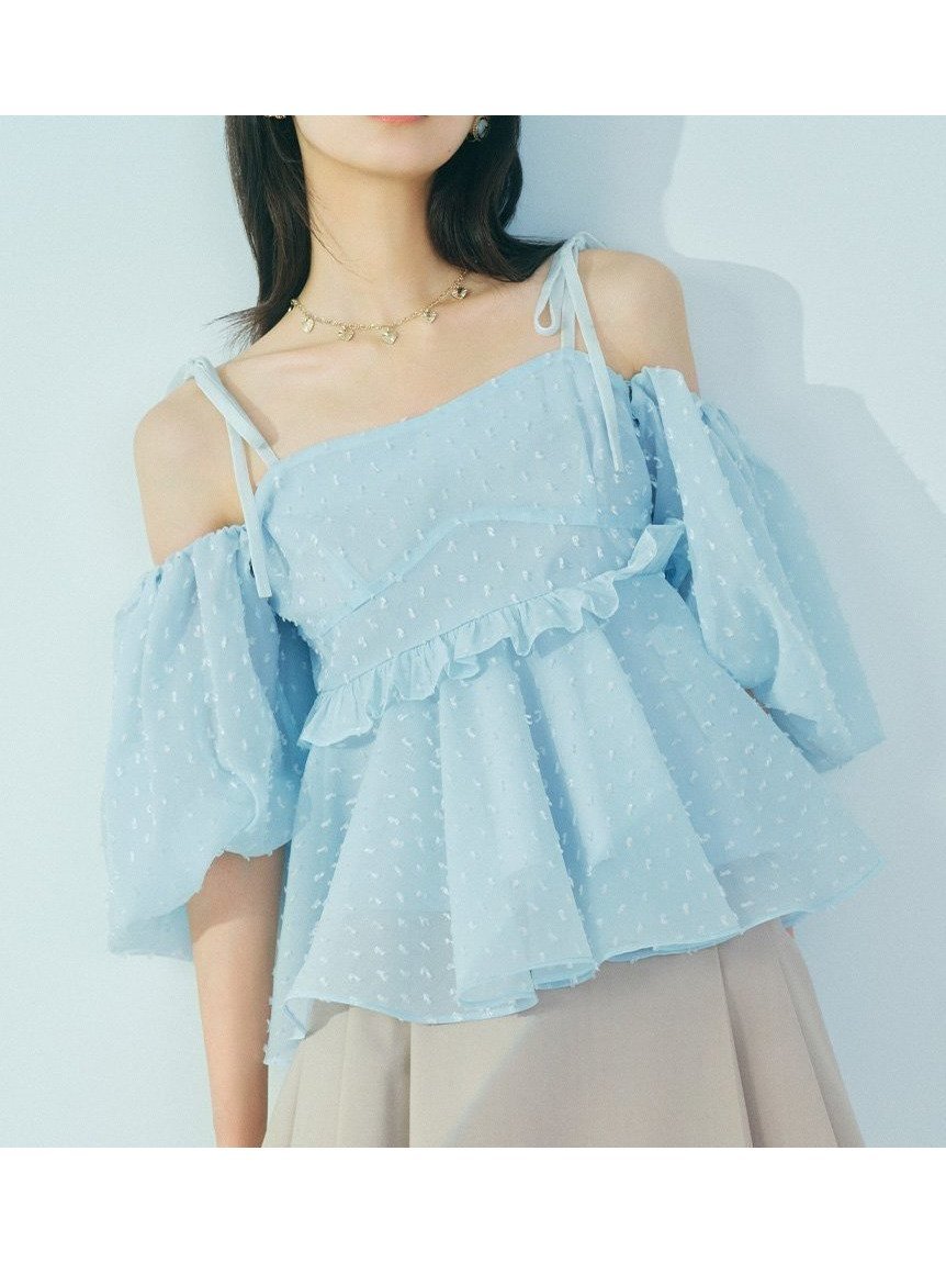 【リリーブラウン/Lily Brown】の3wayジャガードペプラムビスチェ インテリア・キッズ・メンズ・レディースファッション・服の通販 founy(ファニー) 　ファッション　Fashion　レディースファッション　Fashion for Women　トップス・カットソー　Cut & Sew Tops　ビスチェ　Bustiers & Corset Tops / Layered Bustier Style　フェミニン　Feminine, Girly　フリル　Frill, Ruffle　ベロア　Velour, Soft Velvet　リボン　Ribbon, Bow　人気　Popular, Best Seller　今季　This Season, Current Season　BLU[086]|ID: prp329100004618024 ipo3291000000033436362