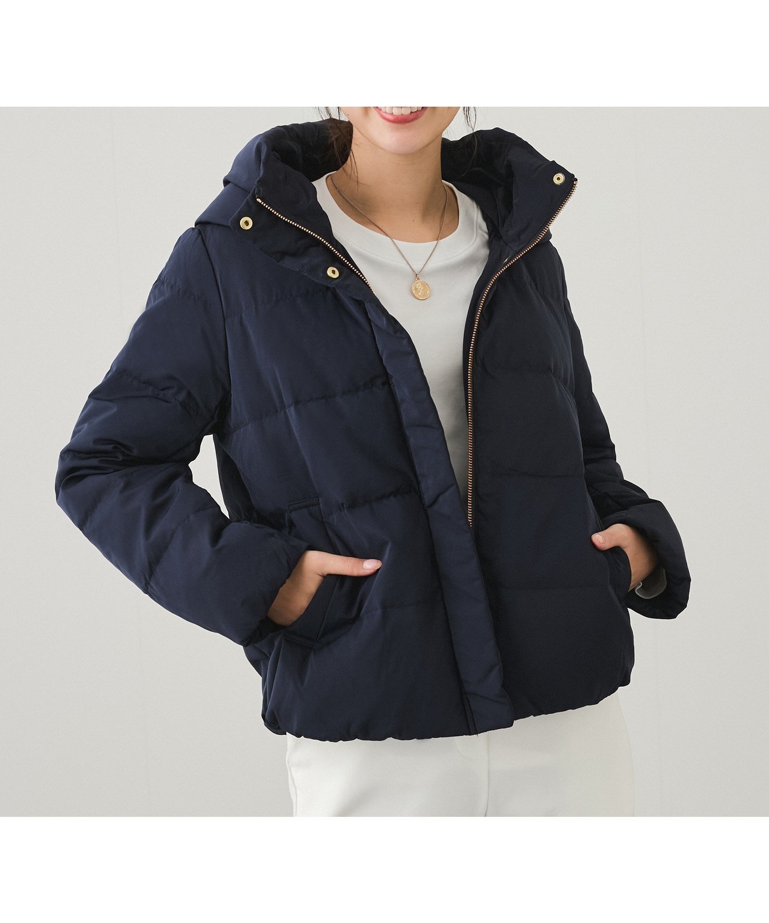 【ジャイロ/JAYRO】のピーチスキンダウンジャケット(フード) インテリア・キッズ・メンズ・レディースファッション・服の通販 founy(ファニー) 　ファッション　Fashion　レディースファッション　Fashion for Women　アウター　Coat / Outerwear Collection　レディースジャケット・軽アウター　Jackets　ネイビー(40)|ID: prp329100004618061 ipo3291000000033098235