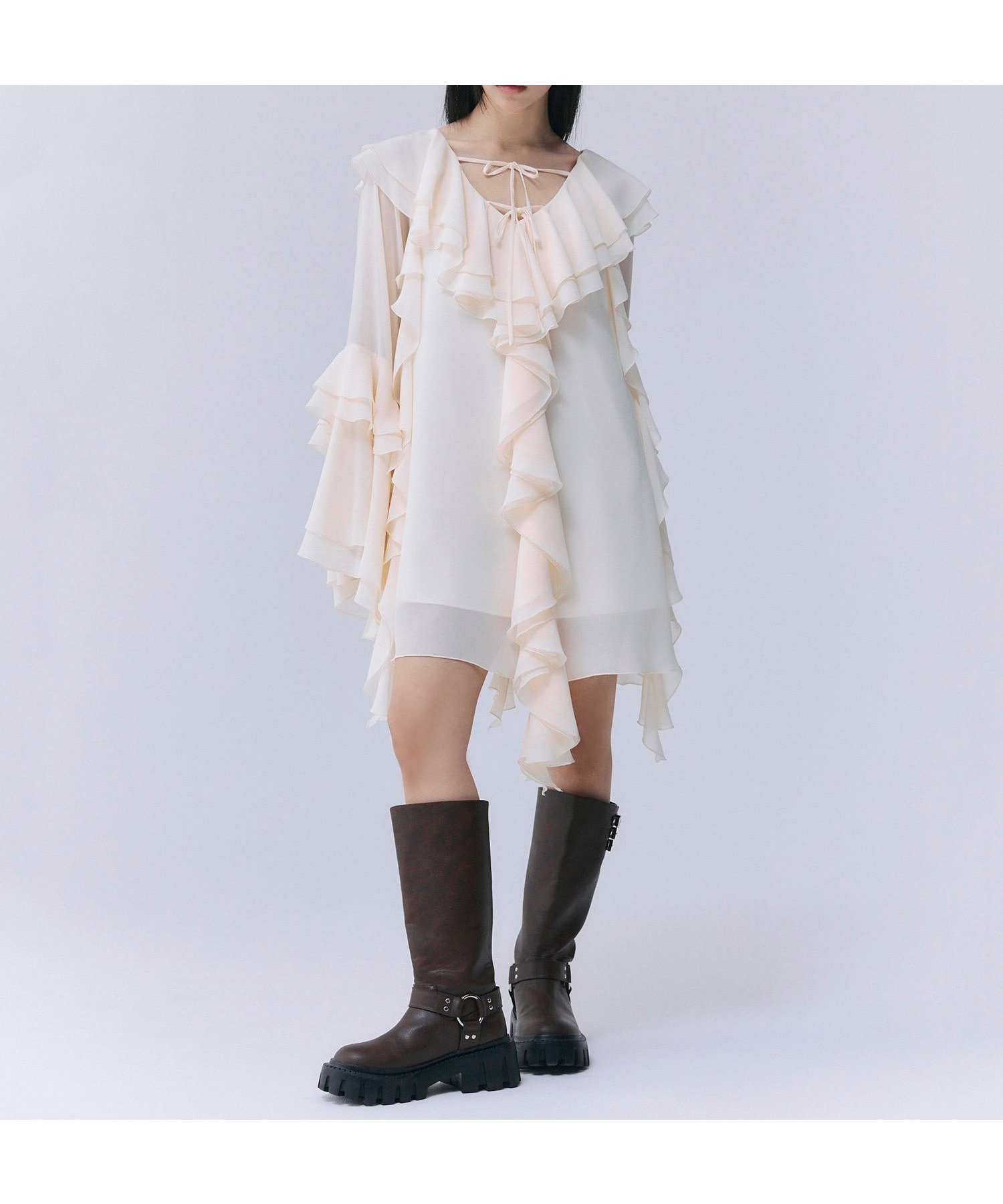 eimyistoire ボリュームラッフルミニドレス ボリュームラッフルミニドレス（ミニワンピース）｜eimy istoire
