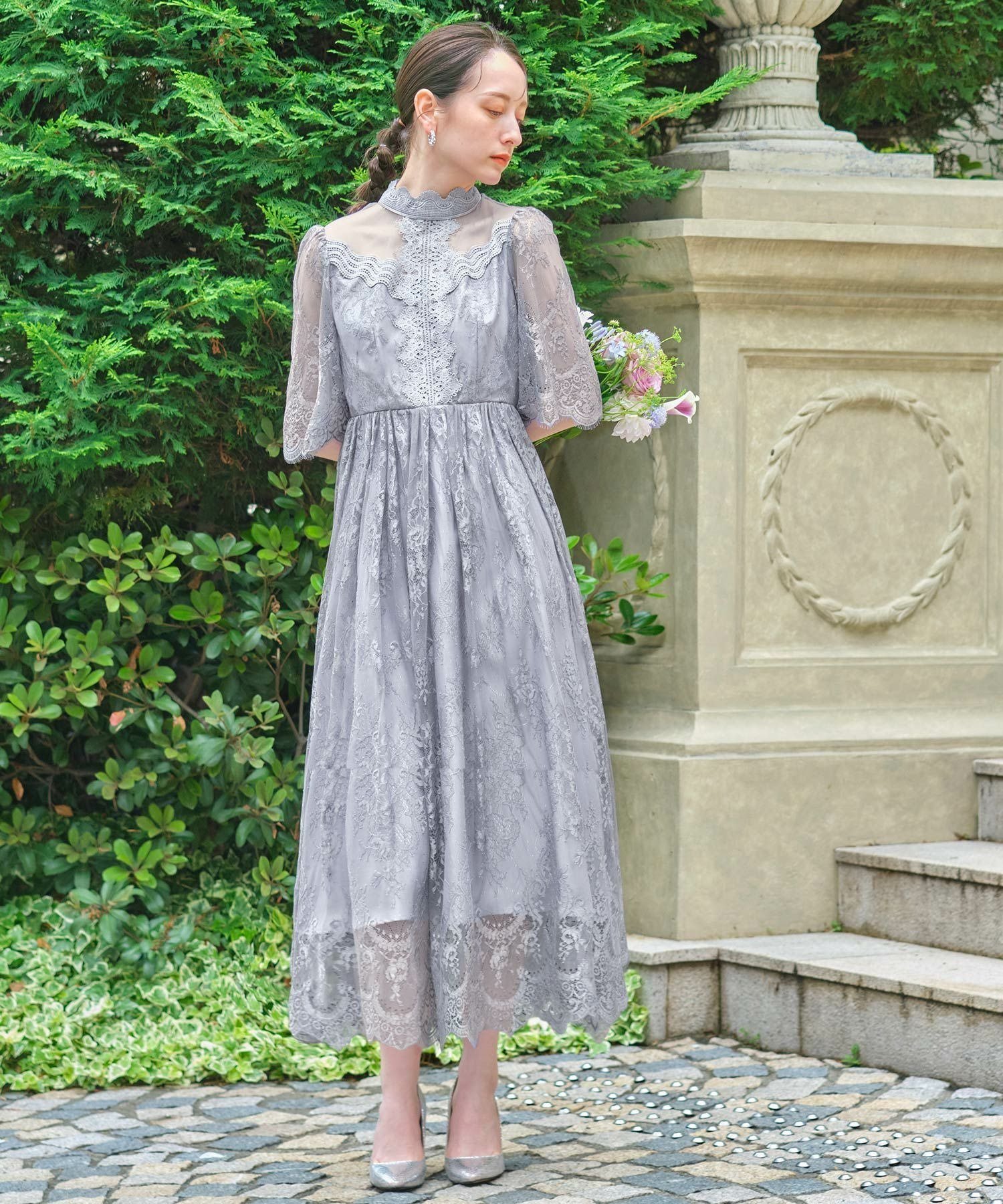 【ガール/GIRL】の総レースハイネックスカラップフレアロング丈 結婚式 ワンピース パーティードレス インテリア・キッズ・メンズ・レディースファッション・服の通販 founy(ファニー) 　ファッション　Fashion　レディースファッション　Fashion for Women　ワンピース　Dresses　フォーマル・パーティードレス・結婚式用ドレス　Elegant & Casual Dresses　クラシカル　Classical, Vintage-Inspired　スカラップ　Scallop, Scalloped Edge　ドレス　Dress, One-Piece　ヨーク　Yoke, Yoke Design　レース　Lace, Lace Fabric　再入荷　Restock / Back in Stock　結婚式　Wedding　二次会　After Party　BGRY|ID: prp329100004618424 ipo3291000000033107315