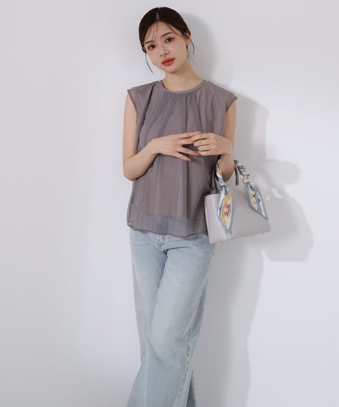 【プロポーション ボディドレッシング/PROPORTION BODY DRESSING】のタック入りチュールトップス インテリア・キッズ・メンズ・レディースファッション・服の通販 founy(ファニー) https://founy.com/ ファッション Fashion レディースファッション Fashion for Women トップス・カットソー Cut & Sew Tops カットソー Cut and Sewn Top チュール Tulip, Tulip Motif フレア Flare, Flared |ID: prp329100004618426 ipo3291000000033642068