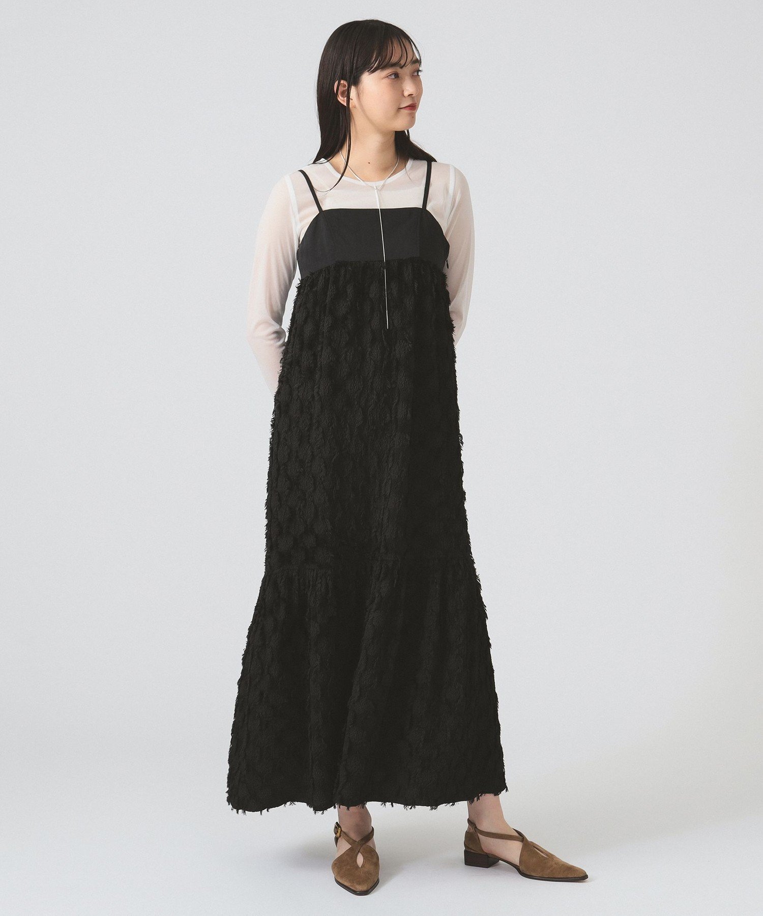 【ビームス ウイメン/BEAMS】のフリンジ フレア キャミ ワンピース インテリア・キッズ・メンズ・レディースファッション・服の通販 founy(ファニー) 　ファッション　Fashion　レディースファッション　Fashion for Women　ワンピース　Dresses　キャミソールワンピース　Camisole Dresses　おすすめ　Recommended / Our Picks　アクセサリー　Fashion Accessories　キャミ　Camisole, Cami Top　キャミワンピース　Cami Dress, Slip Dress　ジャケット　Jacket, Outerwear　フリンジ　Fringe, Tassel　フレア　Flare, Flared　BLACK|ID: prp329100004618440 ipo3291000000033625179