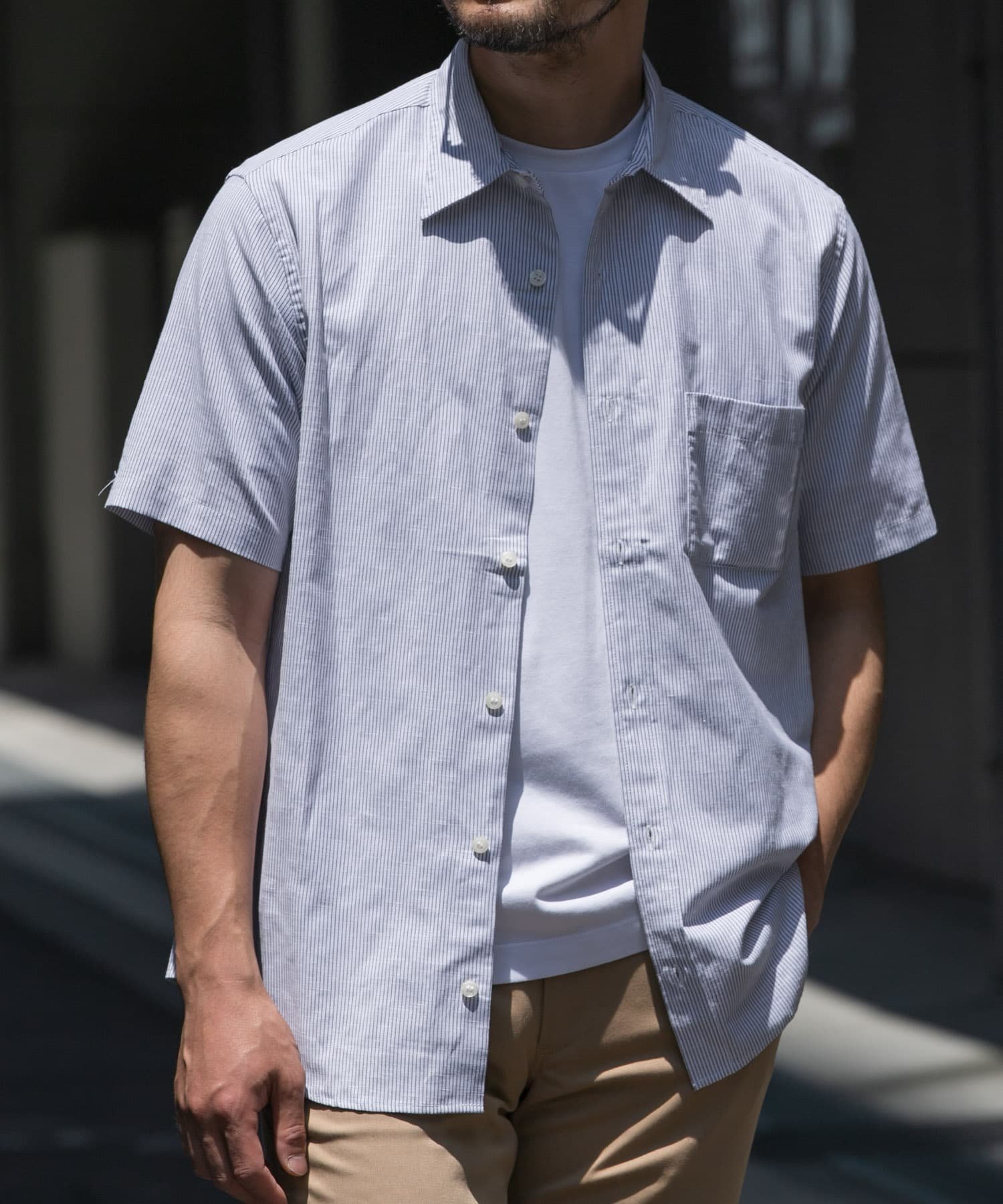【アーバンリサーチ ロッソ/URBAN RESEARCH ROSSO / MEN】の『防シワ』『XLサイズあり』ハイパフォーマンスリネンレギュラー半袖シャツ インテリア・キッズ・メンズ・レディースファッション・服の通販 founy(ファニー) 　ファッション　Fashion　メンズファッション　Fashion for Men　サングラス　Sunglasses, Shades　サンダル　Sandals, Summer Shoes　シンプル　Simple, Minimal　スニーカー　Sneakers, Trainers　スラックス　Slacks, Dress Pants　デニム　Denim, Jeans Material　パフォーマンス　Performance, Active Function　ベーシック　Basic, Essential　半袖　Short Sleeve, Half Sleeve　リネン　Linen, Linen Fabric　リュック　Backpack, Rucksack　レギュラー　Regular, Standard Fit　ワーク　Workwear, Utility Style　S/S・春夏　SS, Spring/Summer, Warm Season　おすすめ　Recommended / Our Picks　夏　Summer　エレガント 上品　Elegant　ビジネス 仕事 通勤　Business / Work / Commuting　2025年　2025　2025春夏・S/S　Spring/Summer 2025 SS25　BLK STRIPE|ID: prp329100004618503 ipo3291000000033180509