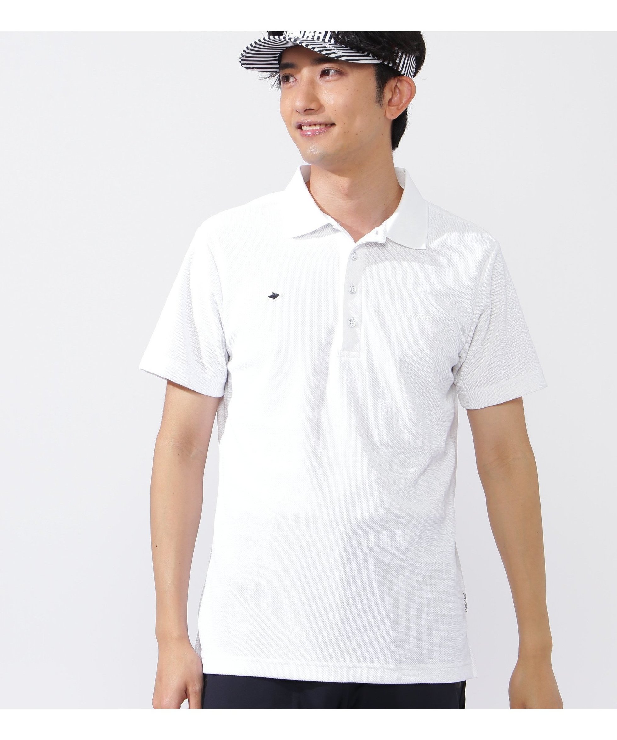 【パーリーゲイツ/PEARLY GATES / MEN】のエステルピケ半袖ポロシャツ インテリア・キッズ・メンズ・レディースファッション・服の通販 founy(ファニー) 　ファッション　Fashion　メンズファッション　Fashion for Men　アウトドア　Outdoor Clothing　エレガント 上品　Elegant　ゴルフ　Golf　ポロシャツ　Polo Shirt, Collared Tee　今季　This Season, Current Season　半袖　Short Sleeve, Half Sleeve　ホワイト|ID: prp329100004618531 ipo3291000000033109767