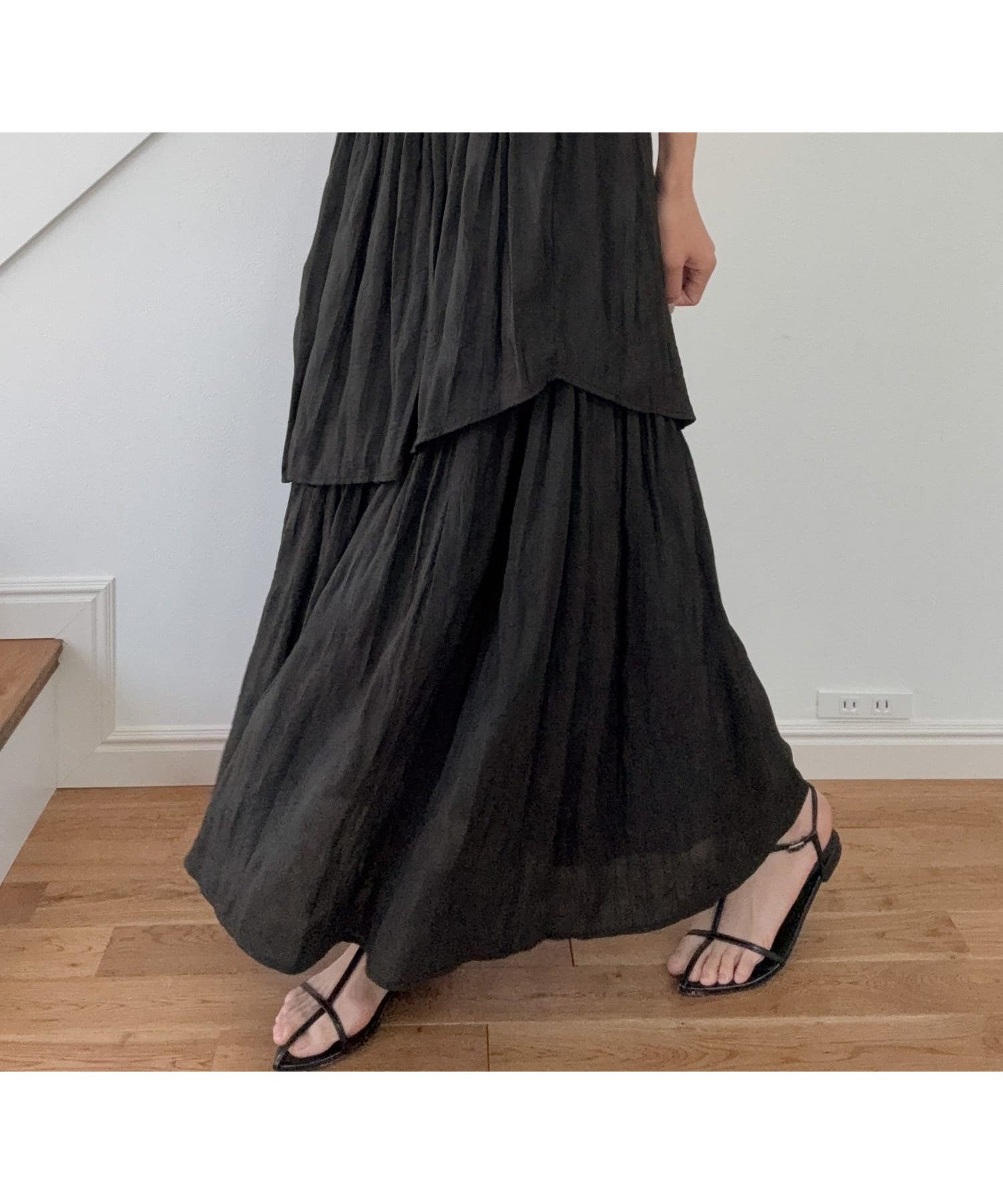 【ジュノア/JUNOAH】のワッシャーティアードスカート インテリア・キッズ・メンズ・レディースファッション・服の通販 founy(ファニー) 　ファッション　Fashion　レディースファッション　Fashion for Women　スカート　Skirts　ティアードスカート　Tiered Skirts　ブラック|ID: prp329100004618753 ipo3291000000033221982