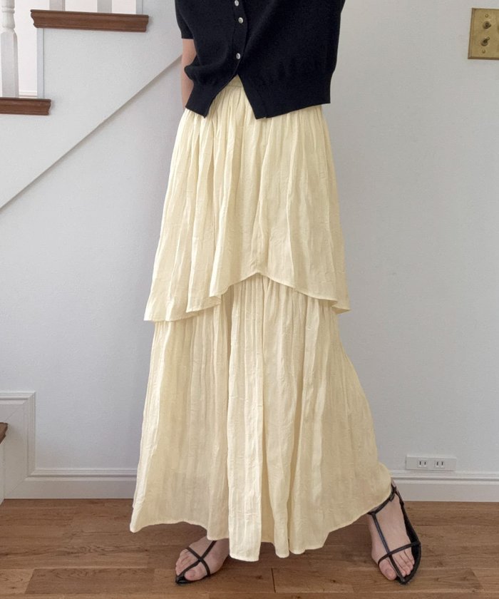 【ジュノア/JUNOAH】のワッシャーティアードスカート インテリア・キッズ・メンズ・レディースファッション・服の通販 founy(ファニー) https://founy.com/ ファッション Fashion レディースファッション Fashion for Women スカート Skirts ティアードスカート Tiered Skirts |ID: prp329100004618753 ipo3291000000033221985