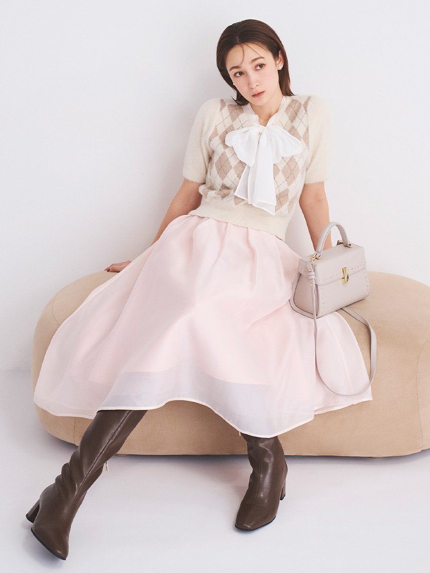 【セルフォード/CELFORD】のシア-フレアスカート インテリア・キッズ・メンズ・レディースファッション・服の通販 founy(ファニー) 　ファッション　Fashion　レディースファッション　Fashion for Women　スカート　Skirts　Aライン・フレアスカート　A-Line & Flared Skirts　アシンメトリー　Asymmetrical Style　オーガンジー　Organza Fabric　シンプル　Simple, Minimal　スマート　Smart, Elegant　ツイル　Twist, Twisted Detail　フレア　Flare, Flared　プレート　Plate, Dish　メタル　Metal, Metal Parts　ランダム　Random, Irregular　LPNK[061]|ID: prp329100004618777 ipo3291000000034049507