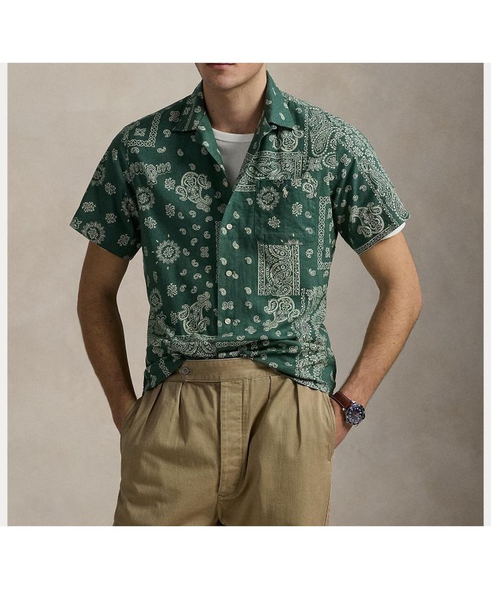 【ラルフローレン/RALPH LAUREN / MEN】のクラシック フィット バンダナプリント キャンプ シャツ インテリア・キッズ・メンズ・レディースファッション・服の通販 founy(ファニー) https://founy.com/ ファッション Fashion メンズファッション Fashion for Men なめらか Smooth, Silky Texture クラシック Classic, Timeless Style ストレート Straight, Straight Cut パッチ Patch, Appliqué パッチワーク Patchwork, Mixed Fabric フィット Fit, Slim Fit プリント Print, Printed Pattern プリーツ Pleats, Pleated ポケット Pocket, Pocket Detail モチーフ Motif, Design Theme ヨーク Yoke, Yoke Design リネン Linen, Linen Fabric 半袖 Short Sleeve, Half Sleeve |ID: prp329100004618988 ipo3291000000033120947