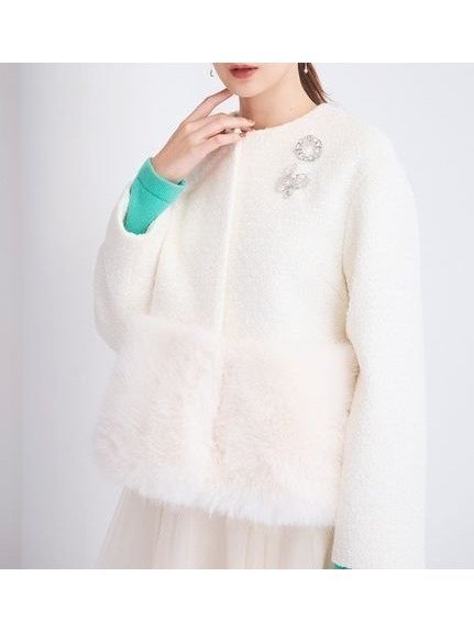 【セルフォード/CELFORD】の裾ファーブルゾン インテリア・キッズ・メンズ・レディースファッション・服の通販 founy(ファニー) 　ファッション　Fashion　レディースファッション　Fashion for Women　アウター　Coat / Outerwear Collection　ブルゾンジャケット・スポーティアウター　Blouson Jackets　ツイード　Twill, Twill Weave　ドット　Polka Dot, Dot Pattern　フロント　Front, Front Design　ブルゾン　Blouson, Bomber Jacket　メタル　Metal, Metal Parts　エレガント 上品　Elegant　人気　Popular, Best Seller　MIX[930]|ID: prp329100004619081 ipo3291000000033393339