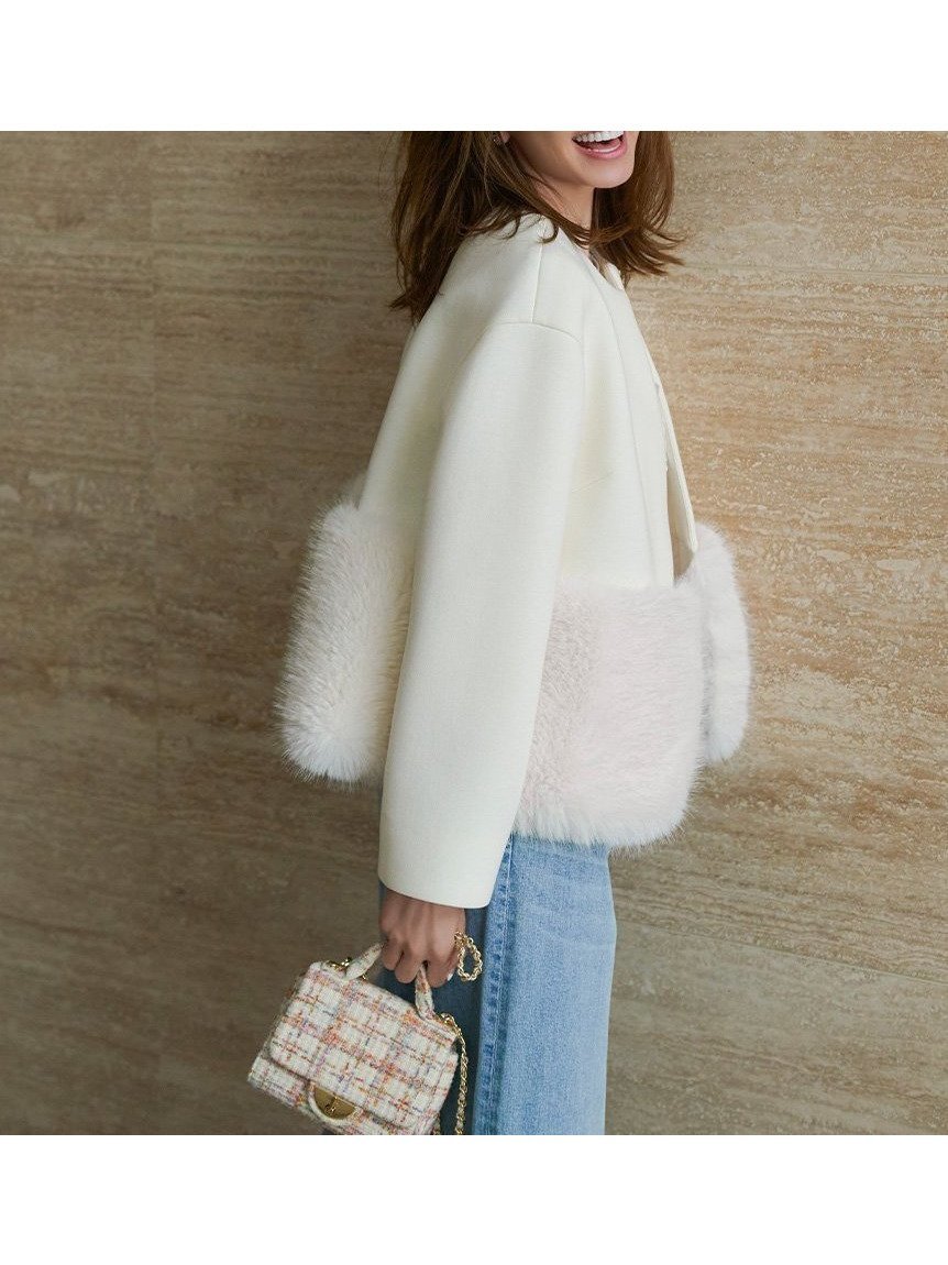 【セルフォード/CELFORD】の裾ファーブルゾン 人気、トレンドファッション・服の通販 founy(ファニー) 　ファッション　Fashion　レディースファッション　Fashion for Women　アウター　Coat / Outerwear Collection　ブルゾンジャケット・スポーティアウター　Blouson Jackets　スマート　Smart, Elegant　ツイード　Twill, Twill Weave　ドット　Polka Dot, Dot Pattern　フロント　Front, Front Design　ブルゾン　Blouson, Bomber Jacket　メタル　Metal, Metal Parts　エレガント 上品　Elegant　人気　Popular, Best Seller　 other-1|ID: prp329100004619081 ipo3291000000034436540