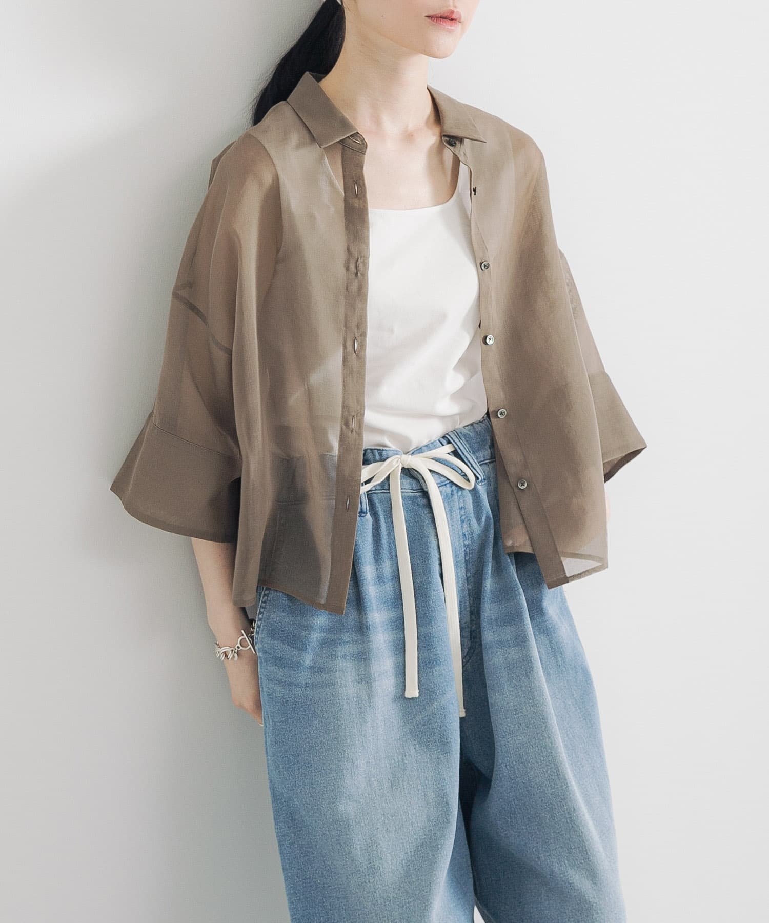 【アーバンリサーチ/URBAN RESEARCH】のシアーワイドスリーブ半袖シャツ インテリア・キッズ・メンズ・レディースファッション・服の通販 founy(ファニー) 　ファッション　Fashion　レディースファッション　Fashion for Women　トップス・カットソー　Cut & Sew Tops　シャツ・ブラウス・オフィスカジュアル　Elegant Blouses & Button-Ups　2025年　2025　2025春夏・S/S　Spring/Summer 2025 SS25　おすすめ　Recommended / Our Picks　シアー　Sheer, See-Through　ショート　Short, Short Length　トレンド　Trend, Trending Now　ベーシック　Basic, Essential　ワイド　Wide, Wide Fit　半袖　Short Sleeve, Half Sleeve　夏　Summer　日本製　Made In Japan　S/S・春夏　SS, Spring/Summer, Warm Season　KHAKI|ID: prp329100004619083 ipo3291000000033579748