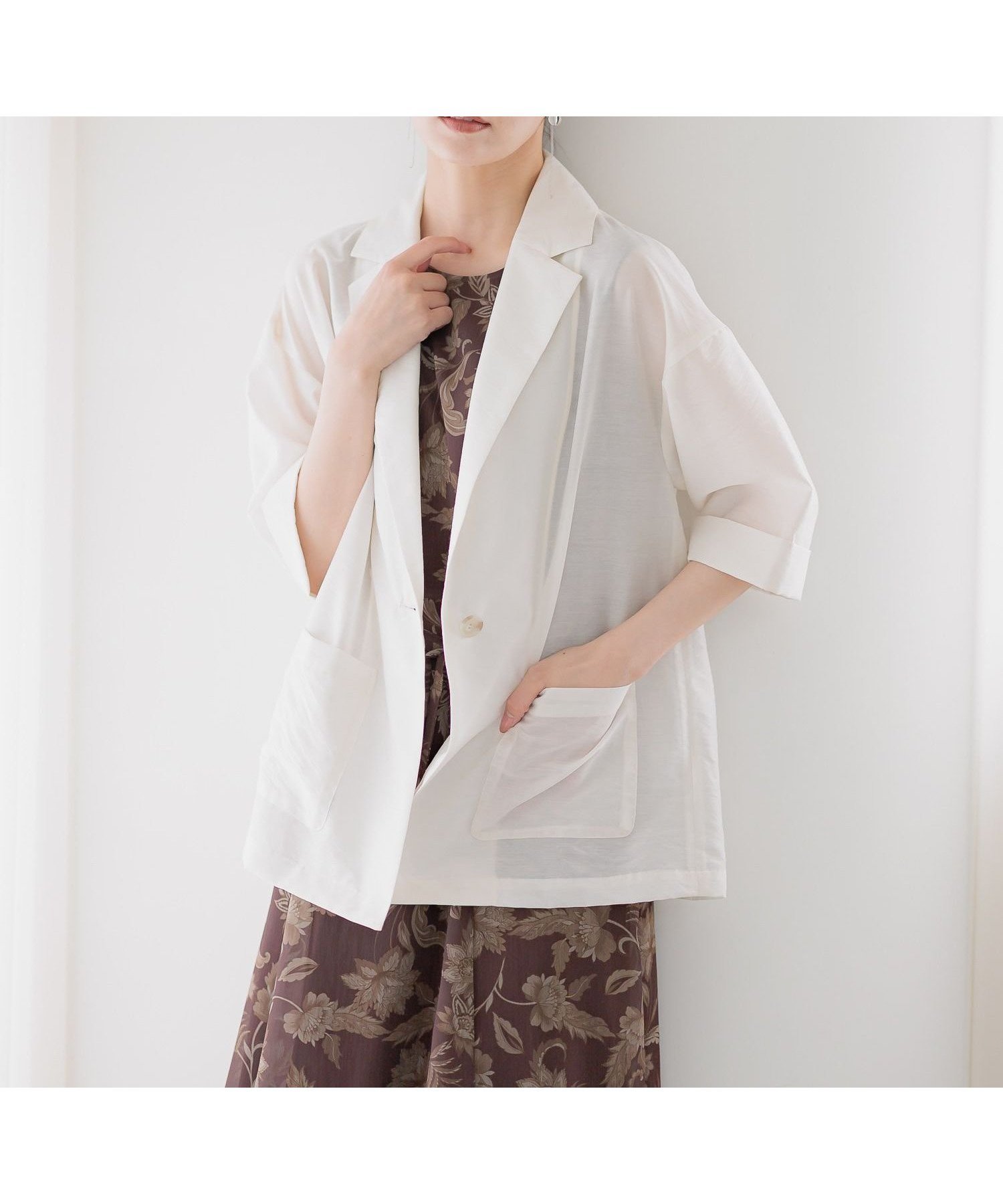 【アンデミュウ/Andemiu】のシアーライクハーフジャケット インテリア・キッズ・メンズ・レディースファッション・服の通販 founy(ファニー) 　ファッション　Fashion　レディースファッション　Fashion for Women　アウター　Coat / Outerwear Collection　レディースジャケット・軽アウター　Jackets　シアー　Sheer, See-Through　ジャケット　Jacket, Outerwear　エレガント 上品　Elegant　半袖　Short Sleeve, Half Sleeve　夏　Summer　アイボリー|ID: prp329100004619087 ipo3291000000033123128