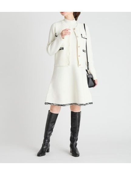【セルフォード/CELFORD】の【限定カラーあり】トリムミニニットワンピースセット インテリア・キッズ・メンズ・レディースファッション・服の通販 founy(ファニー) 　ファッション　Fashion　レディースファッション　Fashion for Women　ワンピース　Dresses　ニットワンピース　Knit Dresses　おすすめ　Recommended / Our Picks　カーディガン　Cardigan, Knitwear　ジャケット　Jacket, Outerwear　ツイード　Twill, Twill Weave　フレア　Flare, Flared　ポケット　Pocket, Pocket Detail　ワッフル　Waffle, Waffle Knit　無地　Plain, Solid Color　IVR[003]|ID: prp329100004619318 ipo3291000000033813103