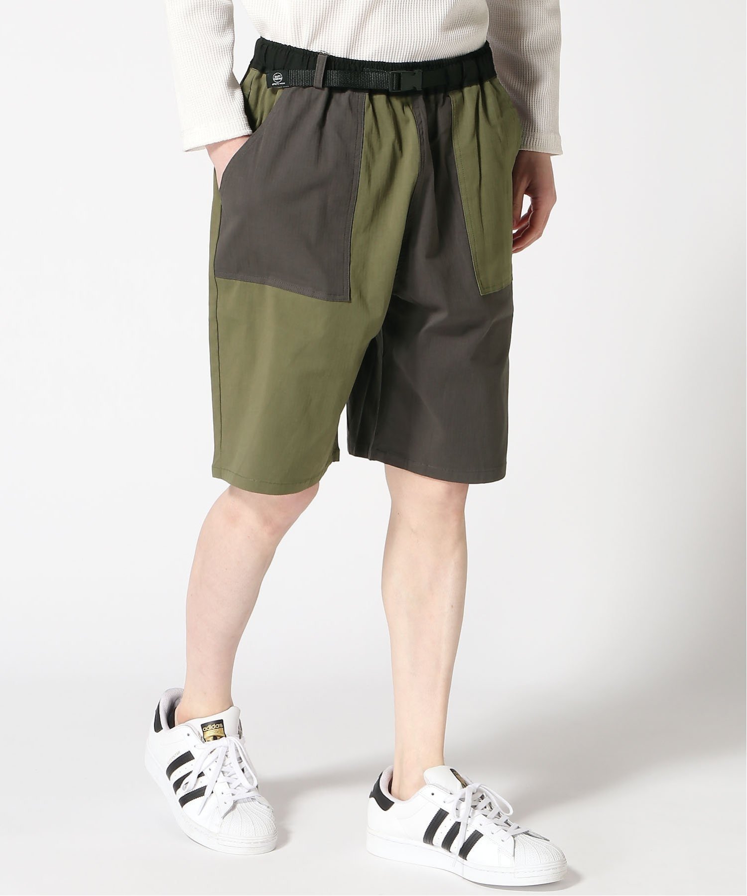 【ジムマスター/gym master / MEN】のgym master/ストレッチヘリンボーンショーツ インテリア・キッズ・メンズ・レディースファッション・服の通販 founy(ファニー) 　ファッション　Fashion　メンズファッション　Fashion for Men　おすすめ　Recommended / Our Picks　アウトドア　Outdoor Clothing　イエロー　Yellow　ショート　Short, Short Length　ストレッチ　Stretch, Stretchy Fabric　ハーフ　Half, Half-Length　ポケット　Pocket, Pocket Detail　メンズ　Men's, Menswear　ワイド　Wide, Wide Fit　エレガント 上品　Elegant　夏　Summer　春　Spring　S/S・春夏　SS, Spring/Summer, Warm Season　オリーブxチャコール|ID: prp329100004619336 ipo3291000000033127312