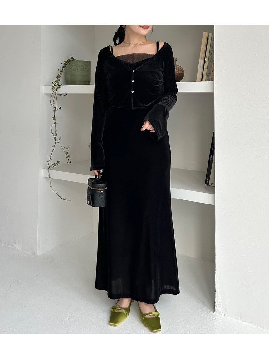 【フレイ アイディー/FRAY I.D】のシアーベロアカーデ キャミワンピース 人気、トレンドファッション・服の通販 founy(ファニー) 　ファッション　Fashion　レディースファッション　Fashion for Women　ワンピース　Dresses　キャミソールワンピース　Camisole Dresses　エレガント 上品　Elegant　カーディガン　Cardigan, Knitwear　キャミワンピース　Cami Dress, Slip Dress　ストレッチ　Stretch, Stretchy Fabric　スマート　Smart, Elegant　チュール　Tulip, Tulip Motif　トレンド　Trend, Trending Now　バランス　Balance, Style Balance　ベロア　Velour, Soft Velvet　おすすめ　Recommended / Our Picks　 other-1|ID: prp329100004619386 ipo3291000000033207000