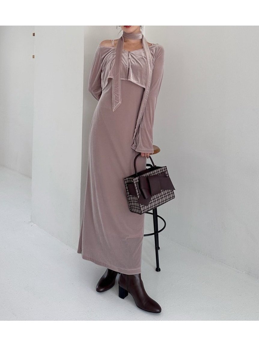 【フレイ アイディー/FRAY I.D】のシアーベロアカーデ キャミワンピース インテリア・キッズ・メンズ・レディースファッション・服の通販 founy(ファニー) 　ファッション　Fashion　レディースファッション　Fashion for Women　ワンピース　Dresses　キャミソールワンピース　Camisole Dresses　エレガント 上品　Elegant　カーディガン　Cardigan, Knitwear　キャミワンピース　Cami Dress, Slip Dress　ストレッチ　Stretch, Stretchy Fabric　スマート　Smart, Elegant　チュール　Tulip, Tulip Motif　トレンド　Trend, Trending Now　バランス　Balance, Style Balance　ベロア　Velour, Soft Velvet　おすすめ　Recommended / Our Picks　PBEG[036]|ID: prp329100004619386 ipo3291000000033207002