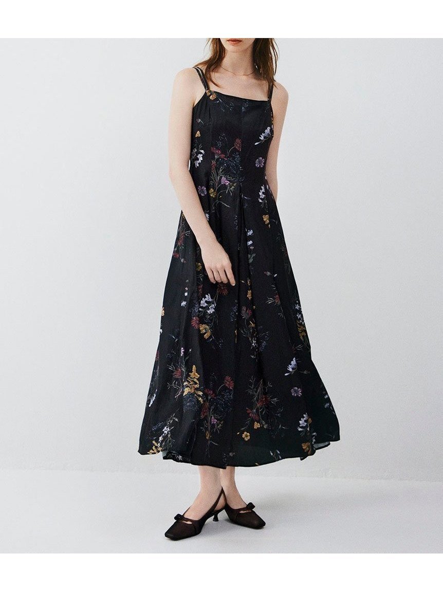 【フレイ アイディー/FRAY I.D】の【00サイズ】ボタニカルプリントキャミソールワンピース/ウォッシャブル インテリア・キッズ・メンズ・レディースファッション・服の通販 founy(ファニー) 　ファッション　Fashion　レディースファッション　Fashion for Women　ワンピース　Dresses　ウォッシャブル　Machine Washable　秋　Autumn　キャミソール　Camisole, Spaghetti Strap Top　シェイプ　Shape, Slim Fit　シャーリング　Shirring, Ruched　シルク　Silk, 100% Silk　スマート　Smart, Elegant　ダブル　Double, Double-Breasted　バランス　Balance, Style Balance　フィット　Fit, Slim Fit　フレア　Flare, Flared　フロント　Front, Front Design　プリント　Print, Printed Pattern　ボタニカル　Botanical, Floral Pattern　ラグジュアリー　Luxury, Elegant　ラップ　Wrap, Wrap Design　リラックス　Relax, Relaxed Fit　BLK[009]|ID: prp329100004619392 ipo3291000000034659717