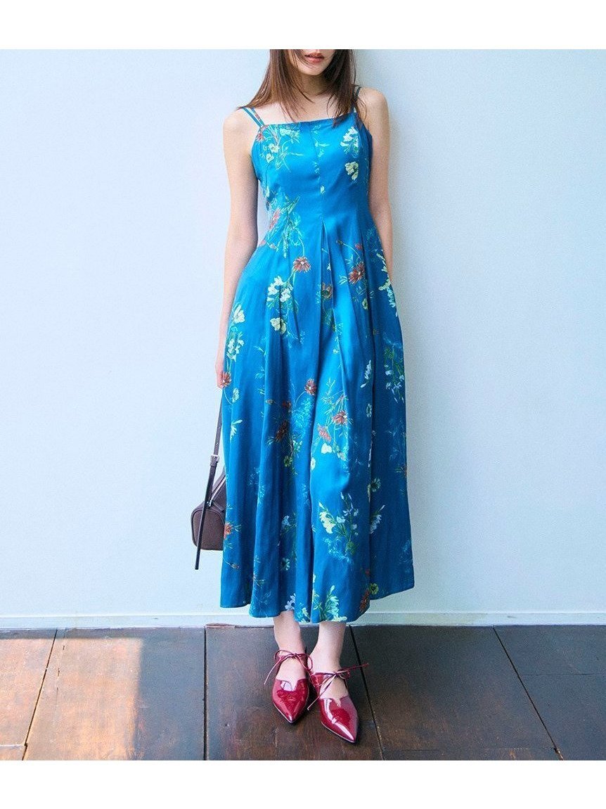 【フレイ アイディー/FRAY I.D】の【00サイズ】ボタニカルプリントキャミソールワンピース/ウォッシャブル インテリア・キッズ・メンズ・レディースファッション・服の通販 founy(ファニー) 　ファッション　Fashion　レディースファッション　Fashion for Women　ワンピース　Dresses　ウォッシャブル　Machine Washable　秋　Autumn　キャミソール　Camisole, Spaghetti Strap Top　シェイプ　Shape, Slim Fit　シャーリング　Shirring, Ruched　シルク　Silk, 100% Silk　スマート　Smart, Elegant　ダブル　Double, Double-Breasted　バランス　Balance, Style Balance　フィット　Fit, Slim Fit　フレア　Flare, Flared　フロント　Front, Front Design　プリント　Print, Printed Pattern　ボタニカル　Botanical, Floral Pattern　ラグジュアリー　Luxury, Elegant　ラップ　Wrap, Wrap Design　リラックス　Relax, Relaxed Fit　BLU[086]|ID: prp329100004619392 ipo3291000000034659719