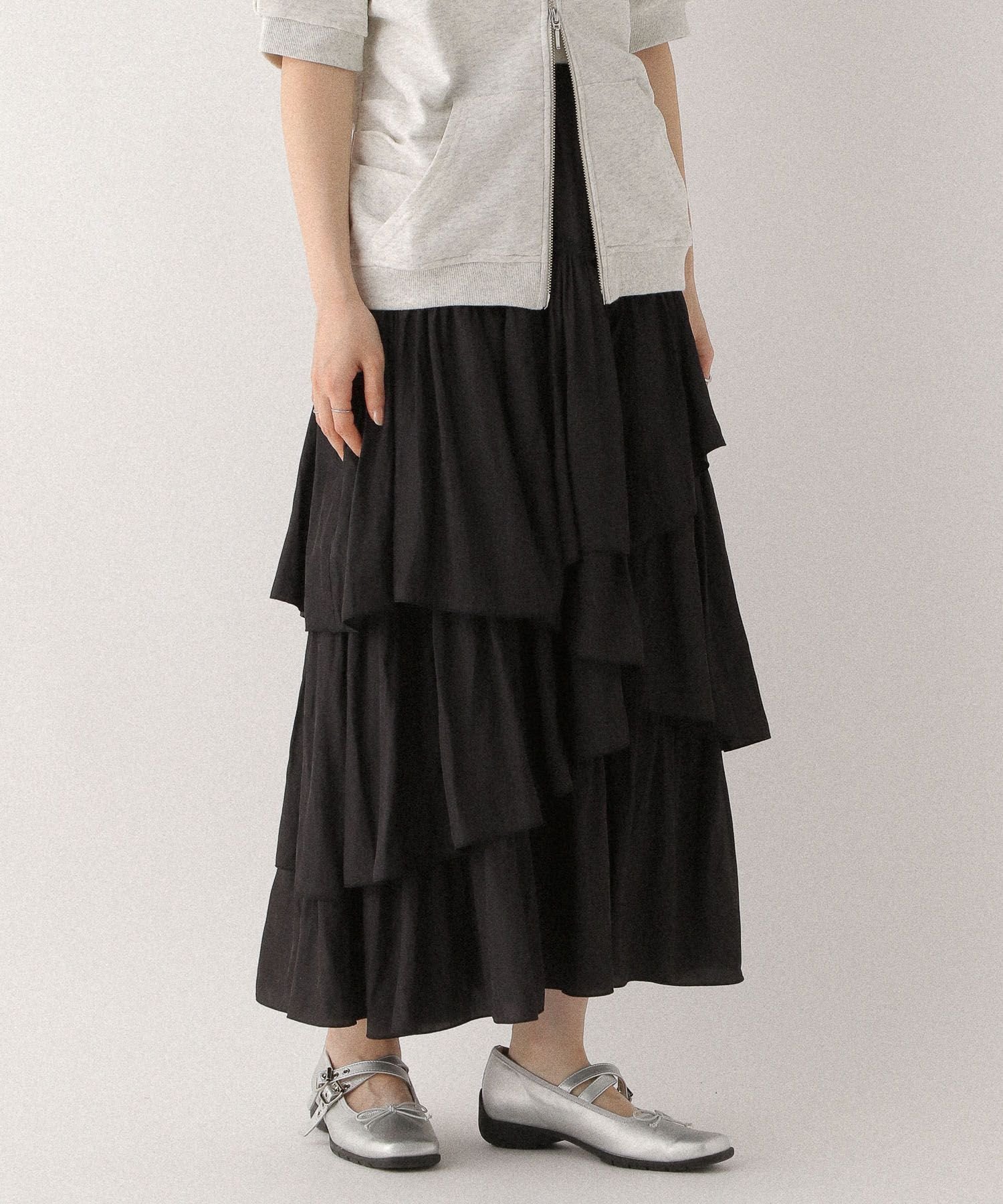 【ヘザー/Heather】のフリルティアードロングスカート インテリア・キッズ・メンズ・レディースファッション・服の通販 founy(ファニー) 　ファッション　Fashion　レディースファッション　Fashion for Women　スカート　Skirts　ロングスカート　Long Skirts / Maxi & Midi Skirts　おすすめ　Recommended / Our Picks　コンパクト　Compact, Small Size　フリル　Frill, Ruffle　人気　Popular, Best Seller　ブラック|ID: prp329100004619522 ipo3291000000033565525