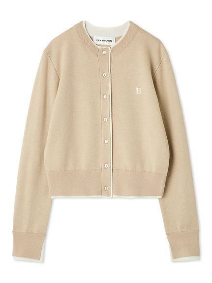 【リリーブラウン/Lily Brown】のカシミアブレンドレイヤードカーディガン インテリア・キッズ・メンズ・レディースファッション・服の通販 founy(ファニー) 　ファッション　Fashion　レディースファッション　Fashion for Women　トップス・カットソー　Cut & Sew Tops　カーディガン・羽織り　Layered Style Cardigans　なめらか　Smooth, Silky Texture　デニム　Denim, Jeans Material　トレンド　Trend, Trending Now　プリーツ　Pleats, Pleated　レオパード　Leopard, Animal Print　無地　Plain, Solid Color　BEG[037]|ID: prp329100004619597 ipo3291000000033207498