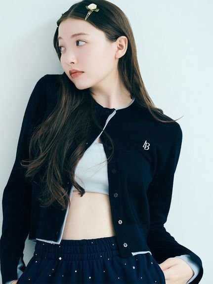 【リリーブラウン/Lily Brown】のカシミアブレンドレイヤードカーディガン インテリア・キッズ・メンズ・レディースファッション・服の通販 founy(ファニー) 　ファッション　Fashion　レディースファッション　Fashion for Women　トップス・カットソー　Cut & Sew Tops　カーディガン・羽織り　Layered Style Cardigans　なめらか　Smooth, Silky Texture　デニム　Denim, Jeans Material　トレンド　Trend, Trending Now　プリーツ　Pleats, Pleated　レオパード　Leopard, Animal Print　無地　Plain, Solid Color　NVY[089]|ID: prp329100004619597 ipo3291000000033207502