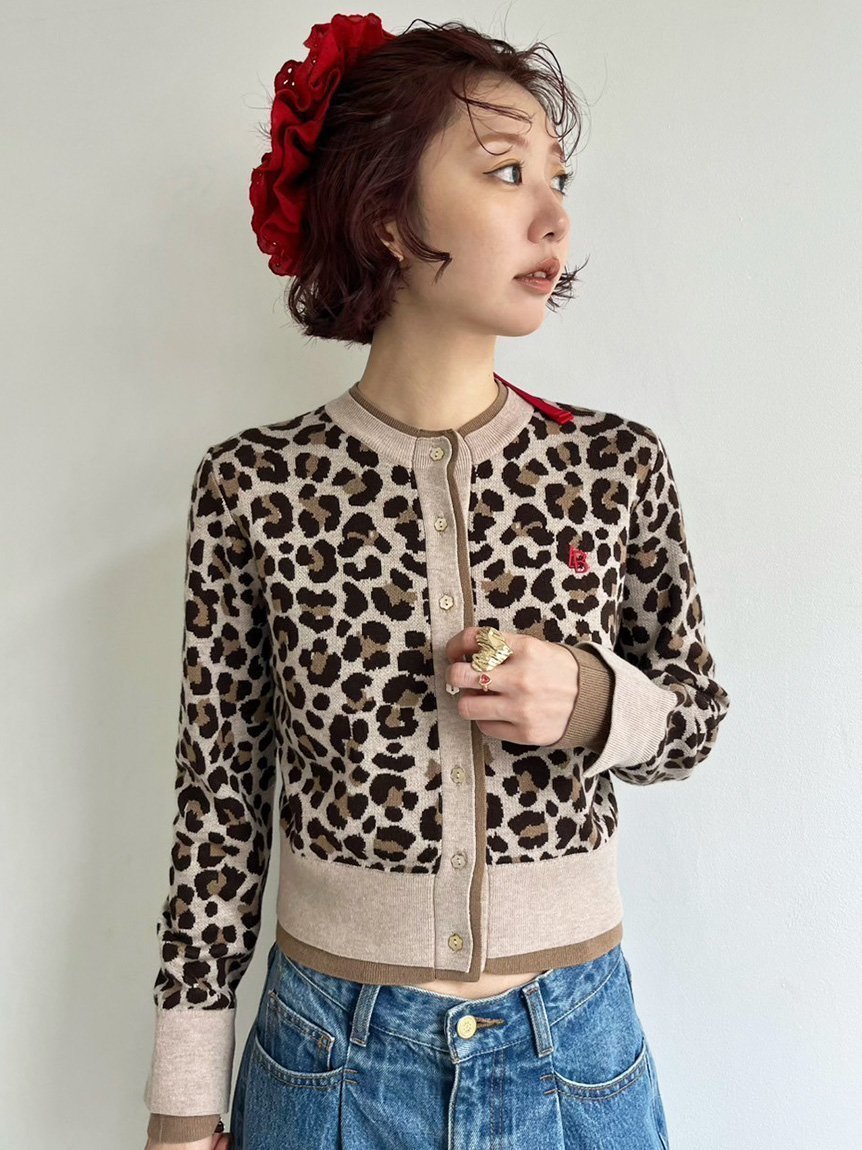 【リリーブラウン/Lily Brown】のカシミアブレンドレイヤードカーディガン インテリア・キッズ・メンズ・レディースファッション・服の通販 founy(ファニー) 　ファッション　Fashion　レディースファッション　Fashion for Women　トップス・カットソー　Cut & Sew Tops　カーディガン・羽織り　Layered Style Cardigans　なめらか　Smooth, Silky Texture　デニム　Denim, Jeans Material　トレンド　Trend, Trending Now　プリーツ　Pleats, Pleated　レオパード　Leopard, Animal Print　無地　Plain, Solid Color　LEO[935]|ID: prp329100004619597 ipo3291000000033207505