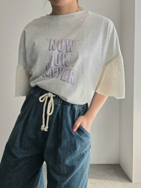 【サマンサモスモス/Samansa Mos2】の接触冷感 袖メッシュプリントTシャツ 人気、トレンドファッション・服の通販 founy(ファニー) ファッション Fashion レディースファッション Fashion for Women トップス・カットソー Cut & Sew Tops シャツ・ブラウス・オフィスカジュアル Elegant Blouses & Button-Ups ロングTシャツ・Tシャツ Longline T-Shirts & Tees プリント Print, Printed Pattern メッシュ Mesh, Net Fabric |ID:prp329100004619645