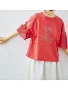 【サマンサモスモス/Samansa Mos2】の接触冷感 袖メッシュプリントTシャツ 人気、トレンドファッション・服の通販 founy(ファニー) ファッション Fashion レディースファッション Fashion for Women トップス・カットソー Cut & Sew Tops シャツ・ブラウス・オフィスカジュアル Elegant Blouses & Button-Ups ロングTシャツ・Tシャツ Longline T-Shirts & Tees プリント Print, Printed Pattern メッシュ Mesh, Net Fabric thumbnail レッド|ID: prp329100004619645 ipo3291000000033567348
