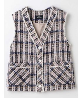 【アクアスキュータム/Aquascutum】のファンシーツイードベスト 人気、トレンドファッション・服の通販 founy(ファニー) ファッション Fashion レディースファッション Fashion for Women アウター Coat / Outerwear Collection トップス・カットソー Cut & Sew Tops ベスト&ジレ / 重ね着スタイル Vests & Gilets イタリア Italy グラデーション Gradient, Ombre サテン Satin, Glossy Fabric シルク Silk, 100% Silk ジャケット Jacket, Outerwear ツイード Twill, Twill Weave トレンド Trend, Trending Now フリンジ Fringe, Tassel ベスト Vest, Waistcoat ミックス Mix, Mixed Style ラグジュアリー Luxury, Elegant |ID:prp329100004620038