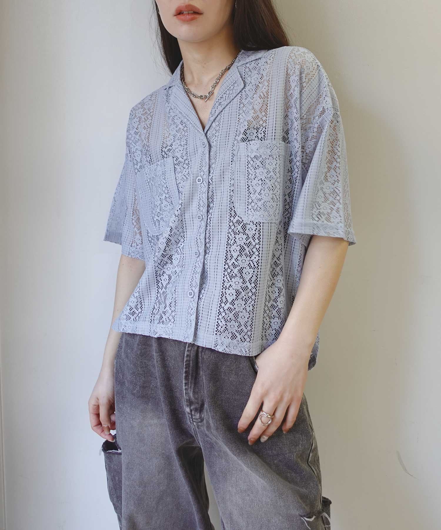 【コーナーズ/CORNERS】のレースオープンカラー半袖シャツ 人気、トレンドファッション・服の通販 founy(ファニー) 　ファッション　Fashion　レディースファッション　Fashion for Women　トップス・カットソー　Cut & Sew Tops　シャツ・ブラウス・オフィスカジュアル　Elegant Blouses & Button-Ups　レース　Lace, Lace Fabric　半袖　Short Sleeve, Half Sleeve　 other-1|ID: prp329100004620051 ipo3291000000033201277