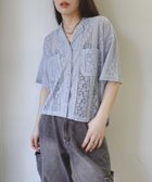 【コーナーズ/CORNERS】のレースオープンカラー半袖シャツ 人気、トレンドファッション・服の通販 founy(ファニー) ファッション Fashion レディースファッション Fashion for Women トップス・カットソー Cut & Sew Tops シャツ・ブラウス・オフィスカジュアル Elegant Blouses & Button-Ups レース Lace, Lace Fabric 半袖 Short Sleeve, Half Sleeve thumbnail ブルー|ID: prp329100004620051 ipo3291000000033201279