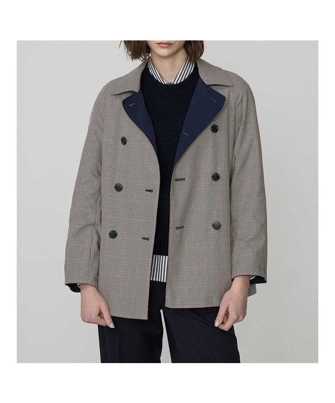 【アクアスキュータム/Aquascutum】のチェックリバーシブル ショートコート インテリア・キッズ・メンズ・レディースファッション・服の通販 founy(ファニー) 　ファッション　Fashion　レディースファッション　Fashion for Women　アウター　Coat / Outerwear Collection　コート・ロングコート・ピーコート　Long Coats, Peacoats & More　ショート　Short, Short Length　チェック　Check, Plaid, Tartan　パッチ　Patch, Appliqué　無地　Plain, Solid Color　リラックス　Relax, Relaxed Fit　ワッシャー　Washer, Crinkled Finish　ネイビー|ID: prp329100004620124 ipo3291000000033137521