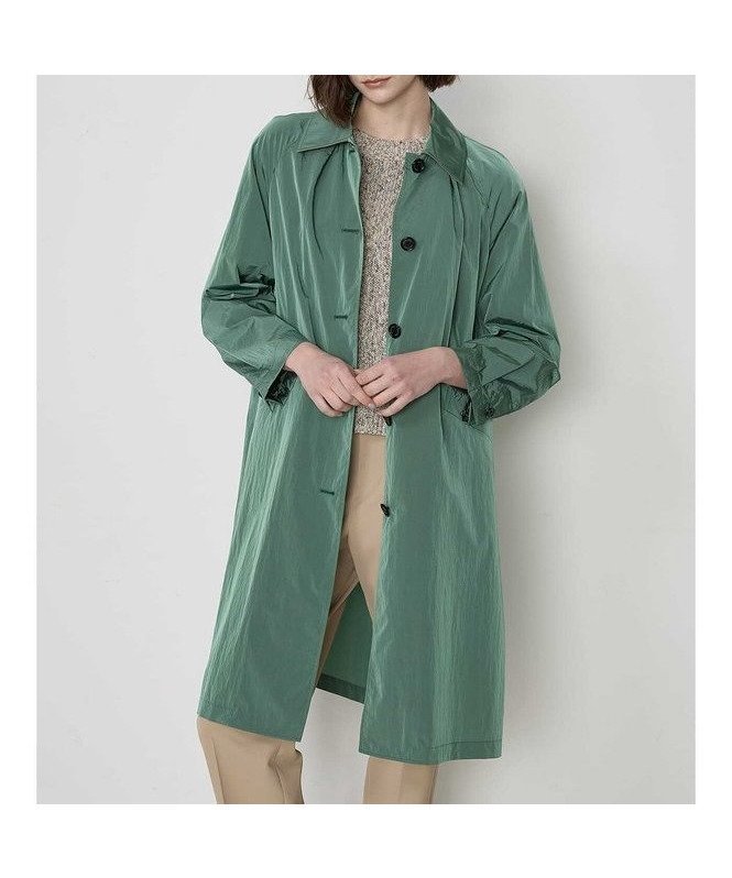 【アクアスキュータム/Aquascutum】のヴィンテージナイロン ステンカラーコート インテリア・キッズ・メンズ・レディースファッション・服の通販 founy(ファニー) 　ファッション　Fashion　レディースファッション　Fashion for Women　アウター　Coat / Outerwear Collection　コート・ロングコート・ピーコート　Long Coats, Peacoats & More　イタリア　Italy　ヴィンテージ　Vintage Style　シャンブレー　Chambray, Denim-Like Fabric　シンプル　Simple, Minimal　スリット　Slit, Slit Detail　フォルム　Silhouette, Form　グリーン|ID: prp329100004620125 ipo3291000000033137528