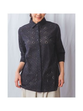 【ナラ カミーチェ/NARACAMICIE】のレース七分袖シャツ 人気、トレンドファッション・服の通販 founy(ファニー) ファッション Fashion レディースファッション Fashion for Women トップス・カットソー Cut & Sew Tops シャツ・ブラウス・オフィスカジュアル Elegant Blouses & Button-Ups クロップド Cropped, Short Length ストレッチ Stretch, Stretchy Fabric スリット Slit, Slit Detail レース Lace, Lace Fabric エレガント 上品 Elegant 夏 Summer |ID:prp329100004620403