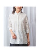 【ナラ カミーチェ/NARACAMICIE】のレース七分袖シャツ 人気、トレンドファッション・服の通販 founy(ファニー) ファッション Fashion レディースファッション Fashion for Women トップス・カットソー Cut & Sew Tops シャツ・ブラウス・オフィスカジュアル Elegant Blouses & Button-Ups クロップド Cropped, Short Length ストレッチ Stretch, Stretchy Fabric スリット Slit, Slit Detail レース Lace, Lace Fabric エレガント 上品 Elegant 夏 Summer thumbnail ホワイト|ID: prp329100004620403 ipo3291000000033550504