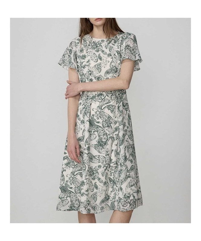 【アクアスキュータム/Aquascutum】のボタニカルプリントドレス 人気、トレンドファッション・服の通販 founy(ファニー) 　ファッション　Fashion　レディースファッション　Fashion for Women　ワンピース　Dresses　フォーマル・パーティードレス・結婚式用ドレス　Elegant & Casual Dresses　コンパクト　Compact, Small Size　サテン　Satin, Glossy Fabric　サンダル　Sandals, Summer Shoes　ストレッチ　Stretch, Stretchy Fabric　ドレス　Dress, One-Piece　フレア　Flare, Flared　秋　Autumn　 other-1|ID: prp329100004620442 ipo3291000000033184934