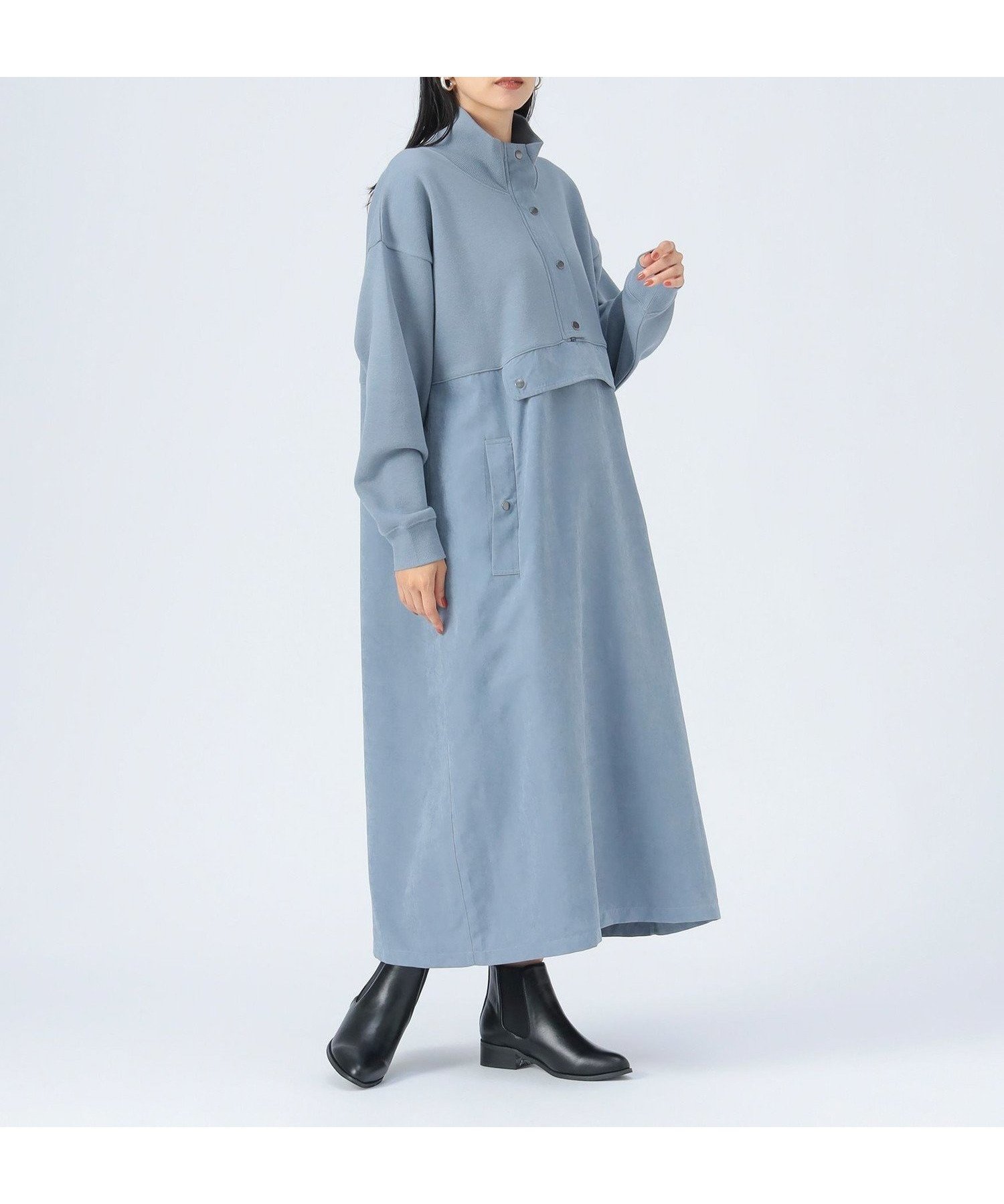 【ビームス ハート/BEAMS HEART】の異素材 ジップ ワンピース 人気、トレンドファッション・服の通販 founy(ファニー) 　ファッション　Fashion　レディースファッション　Fashion for Women　ワンピース　Dresses　インナー　Innerwear　カットソー　Cut and Sewn Top　切替　Switching, Contrast Panel　シンプル　Simple, Minimal　ジップ　Zip, Zipper　スニーカー　Sneakers, Trainers　ダウン　Down, Puffer　なめらか　Smooth, Silky Texture　ピーチ　Peach, Soft Touch　フラップ　Flap, Flap Pocket　フロント　Front, Front Design　ミックス　Mix, Mixed Style　A/W・秋冬　Autumn/Winter　おすすめ　Recommended / Our Picks　 other-1|ID: prp329100004620477 ipo3291000000033186029