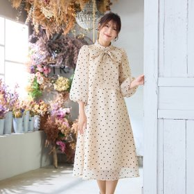 【ローズティアラ/Rose Tiara】のオーガンジーフロッキードットリボンワンピース 人気、トレンドファッション・服の通販 founy(ファニー) ファッション Fashion レディースファッション Fashion for Women ワンピース Dresses クラシカル Classical, Vintage-Inspired ドット Polka Dot, Dot Pattern フェミニン Feminine, Girly フロント Front, Front Design リボン Ribbon, Bow エレガント 上品 Elegant 結婚式 Wedding |ID:prp329100004620534