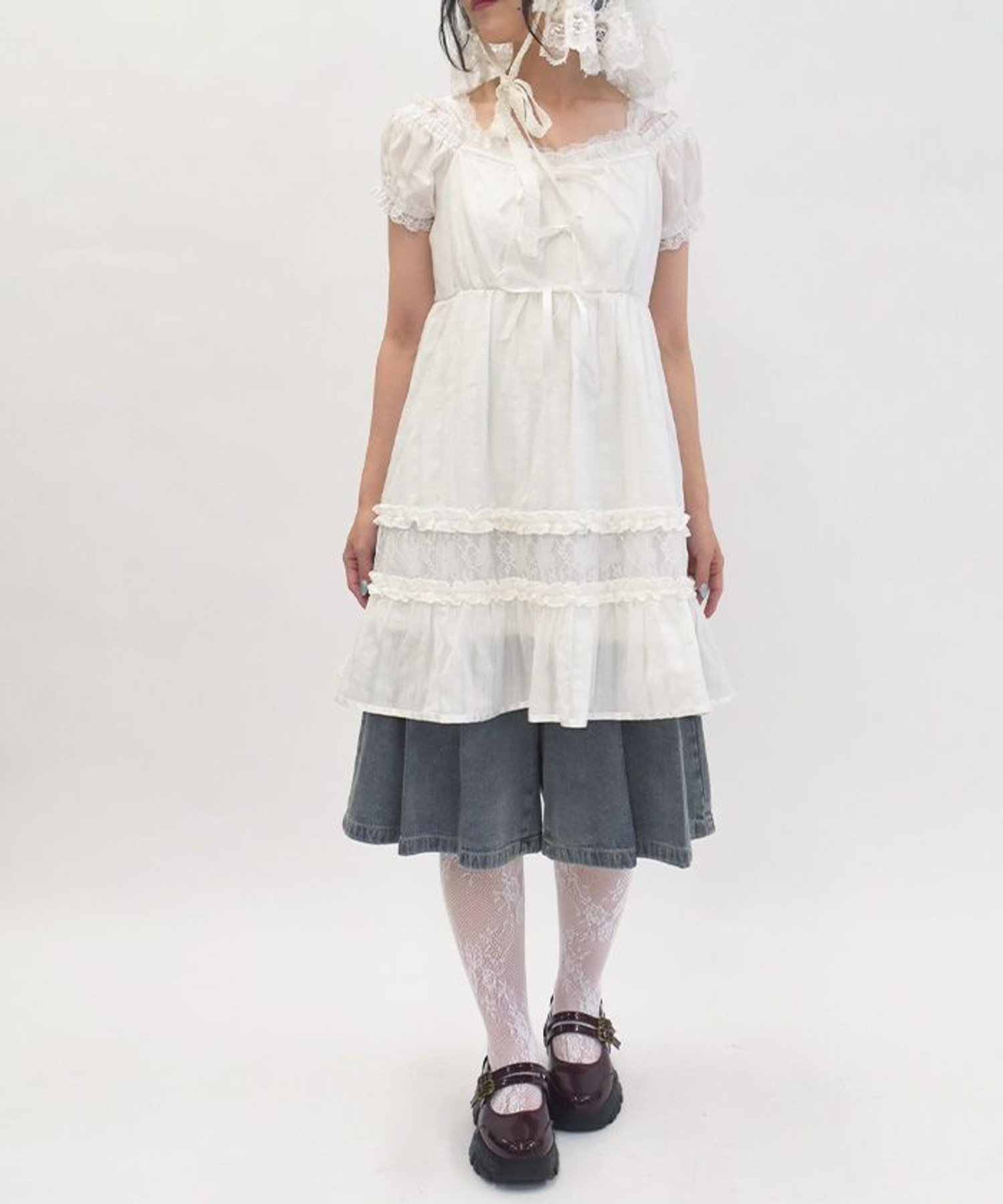 【アクシーズファム/axes femme】のリボンコットンチュニック インテリア・キッズ・メンズ・レディースファッション・服の通販 founy(ファニー) 　ファッション　Fashion　レディースファッション　Fashion for Women　トップス・カットソー　Cut & Sew Tops　おすすめ　Recommended / Our Picks　インナー　Innerwear　ジャケット　Jacket, Outerwear　チェック　Check, Plaid, Tartan　チュニック　Tunic, Long Top　デニム　Denim, Jeans Material　フェミニン　Feminine, Girly　リボン　Ribbon, Bow　レース　Lace, Lace Fabric　ロング　Long, Long-Length　羽織　Haori, Light Jacket　白|ID: prp329100004620560 ipo3291000000033238190