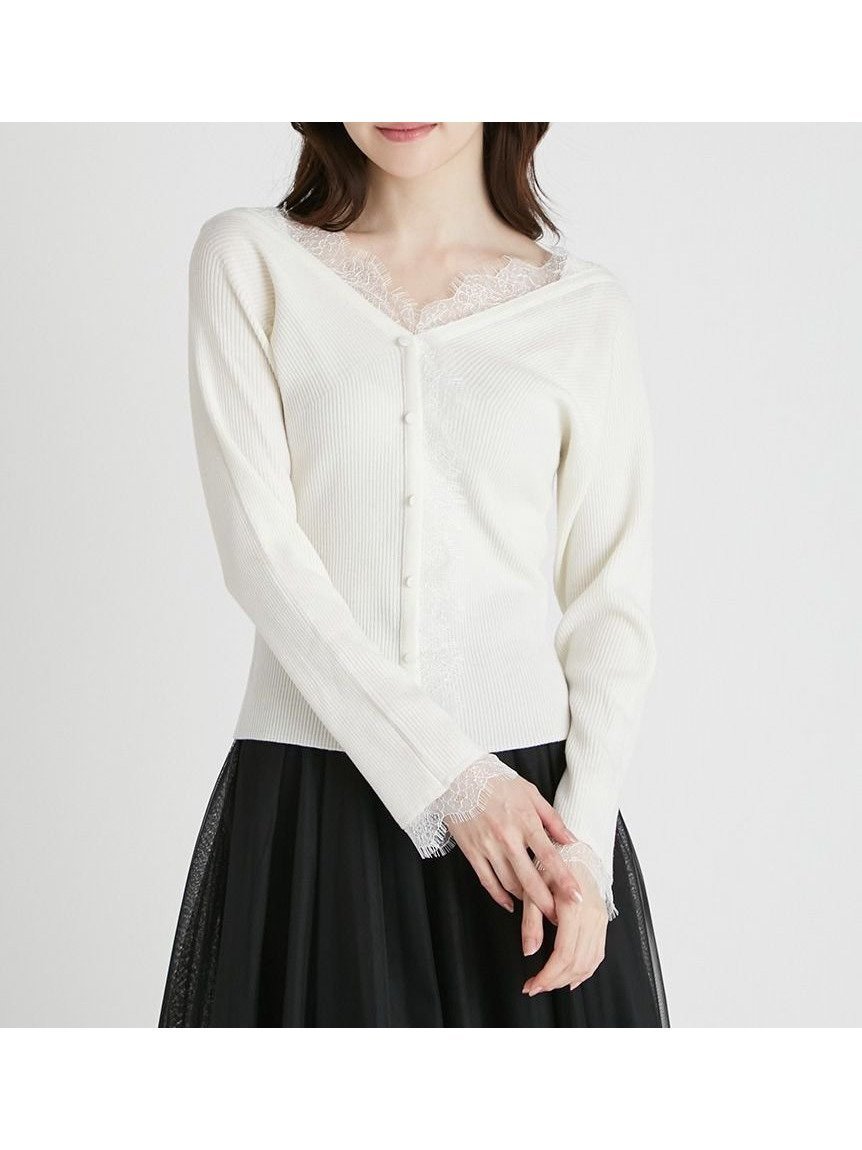 【セルフォード/CELFORD】のレーストリムニットプルオーバー 人気、トレンドファッション・服の通販 founy(ファニー) 　ファッション　Fashion　レディースファッション　Fashion for Women　トップス・カットソー　Cut & Sew Tops　ニット　Knit Tops & Sweaters　カジュアルプルオーバー・ニットトップス　Pullovers & Knit Tops / Casual Pullovers　カーディガン　Cardigan, Knitwear　スパンコール　Sequins, Sequin Embellishment　デコルテ　Décolleté, Neckline　レース　Lace, Lace Fabric　エレガント 上品　Elegant　 other-1|ID: prp329100004620564 ipo3291000000033844330