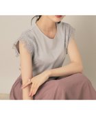 【クチュール ブローチ/Couture Brooch】の【マシンウォッシャブル・UVケア・接触冷感】フレンチ肩レースカットソー ライトグレー|ID: prp329100004620796 ipo3291000000033835171