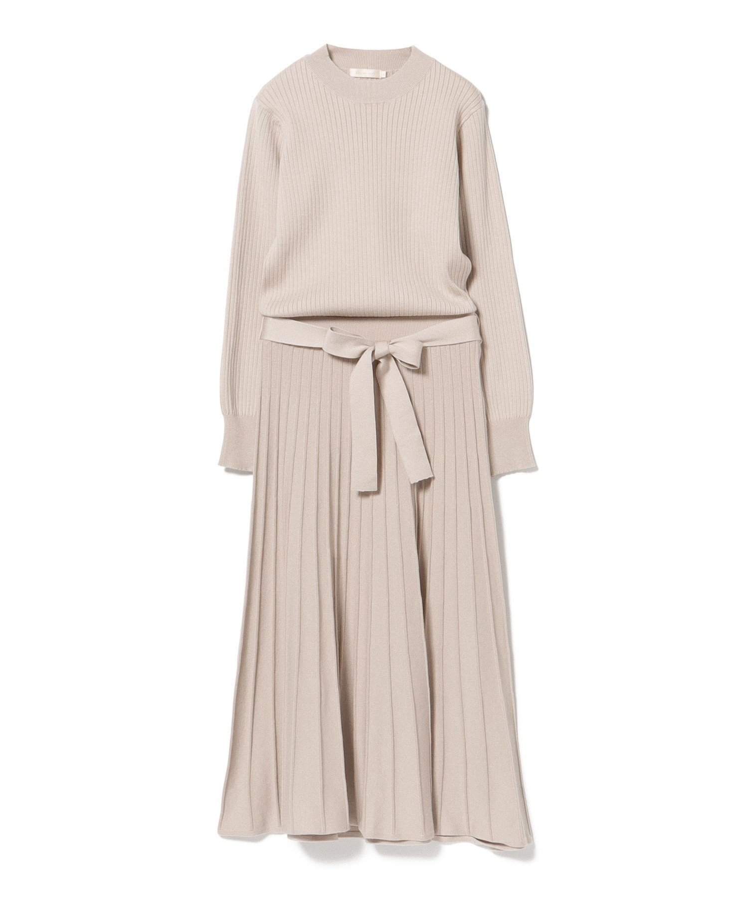【ビームス ハート/BEAMS HEART】の【秋まで使える】リブニット トップス * スカートセット(S~M・手洗い可能・セットアイテム) 長袖 インテリア・キッズ・メンズ・レディースファッション・服の通販 founy(ファニー) 　ファッション　Fashion　レディースファッション　Fashion for Women　スカート　Skirts　秋　Autumn　ジャケット　Jacket, Outerwear　セットアップ　Set-Up, Coordinated Outfit　トレンド　Trend, Trending Now　定番　Standard, Basic Item　なめらか　Smooth, Silky Texture　人気　Popular, Best Seller　長袖　Long Sleeve, Full Sleeve　フィット　Fit, Slim Fit　フレア　Flare, Flared　リブニット　Rib Knit, Ribbed Knit　リボン　Ribbon, Bow　おすすめ　Recommended / Our Picks　BEIGE|ID: prp329100004620815 ipo3291000000033595662