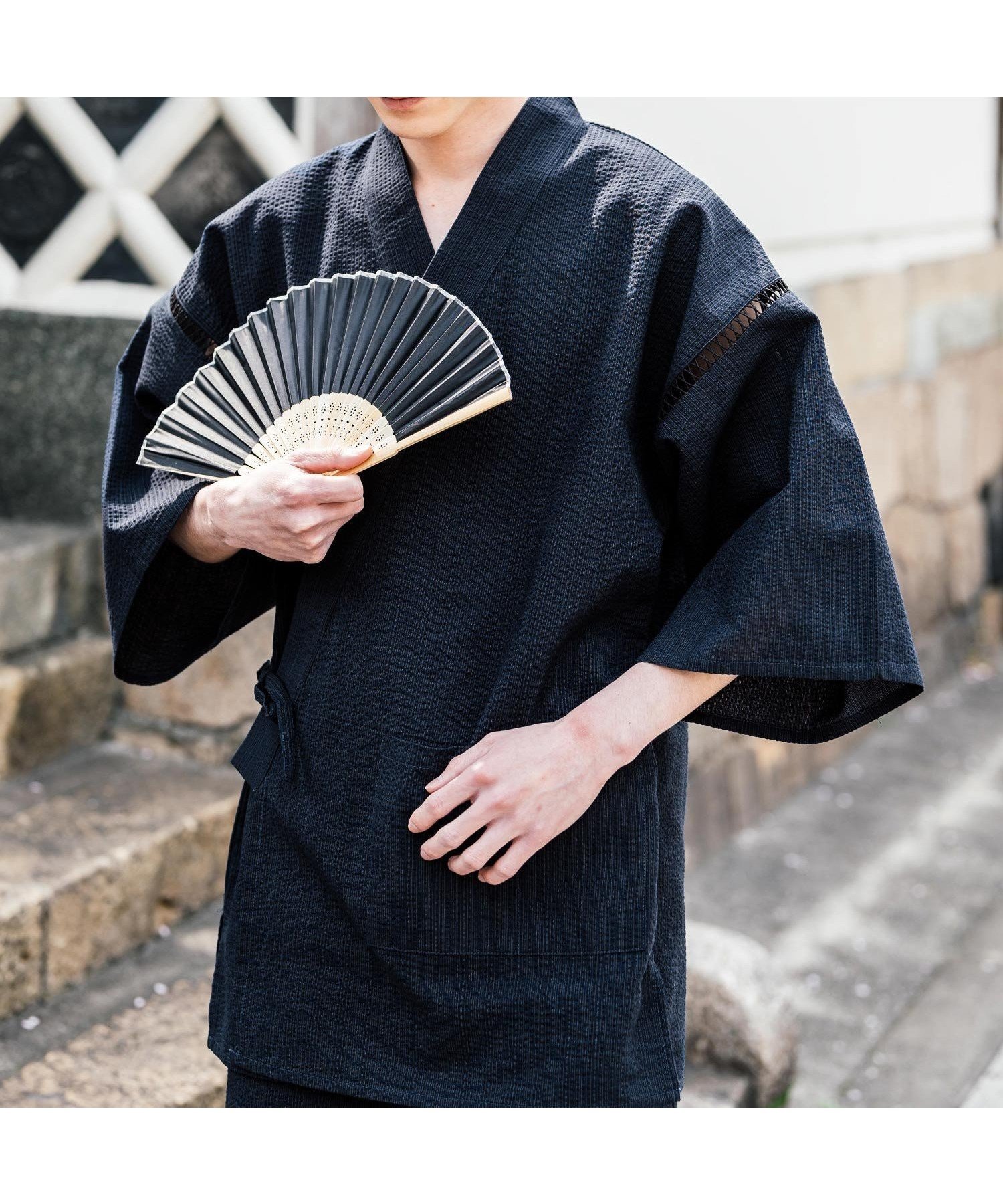 【ロッキーモンロー/Rocky Monroe / MEN】のしじら織り 甚平上下セット インテリア・キッズ・メンズ・レディースファッション・服の通販 founy(ファニー) 　ファッション　Fashion　メンズファッション　Fashion for Men　スリット　Slit, Slit Detail　ドローコード　Drawcord, Drawstring Cord　フィット　Fit, Slim Fit　ポケット　Pocket, Pocket Detail　リラックス　Relax, Relaxed Fit　レース　Lace, Lace Fabric　再入荷　Restock / Back in Stock　おすすめ　Recommended / Our Picks　夏　Summer　ネイビー-1|ID: prp329100004620936 ipo3291000000033152524
