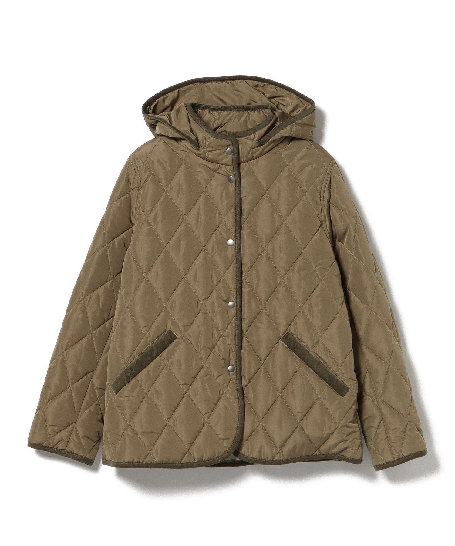 【ビームス ハート/BEAMS HEART】のフード キルティング ブルゾン インテリア・キッズ・メンズ・レディースファッション・服の通販 founy(ファニー) 　ファッション　Fashion　レディースファッション　Fashion for Women　アウター　Coat / Outerwear Collection　ブルゾンジャケット・スポーティアウター　Blouson Jackets　キルティング　Quilted, Quilting　コーデュロイ　Corduroy, Cord Fabric　スラックス　Slacks, Dress Pants　センター　Center, Center Line　チェック　Check, Plaid, Tartan　ドット　Polka Dot, Dot Pattern　パイピング　Piping, Trim Design　フロント　Front, Front Design　ブルゾン　Blouson, Bomber Jacket　ロング　Long, Long-Length　エレガント 上品　Elegant　OLIVE|ID: prp329100004621097 ipo3291000000033154504