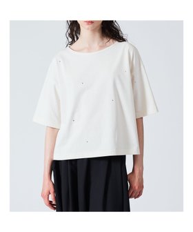 【マーコート/MARcourt】のmizuiro ind ビジュー付きボートネックプルオーバー 人気、トレンドファッション・服の通販 founy(ファニー) ファッション Fashion レディースファッション Fashion for Women トップス・カットソー Cut & Sew Tops カジュアルプルオーバー・ニットトップス Pullovers & Knit Tops / Casual Pullovers カットソー Cut and Sewn Top シンプル Simple, Minimal ストーン Stone, Gem-Like ビジュー Bijou, Jewel-like Accent ボーダー Border, Stripe エレガント 上品 Elegant 夏 Summer 無地 Plain, Solid Color 秋 Autumn |ID:prp329100004621789